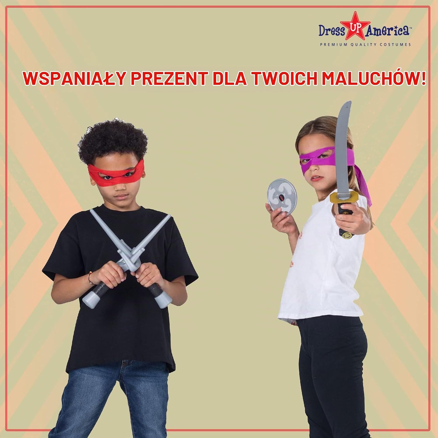 Detalle de Dress Up America – zestaw akcesoriów ninja dla dzieci z kataną, łukiem i maskami