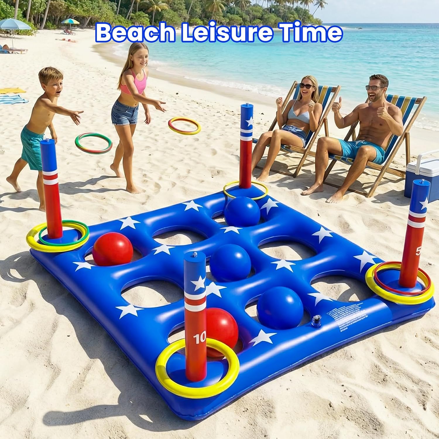 Detalle de Pool Party Toys Games Set: Giant Inflatable Tic Tac Toe Float for 2–10 Players