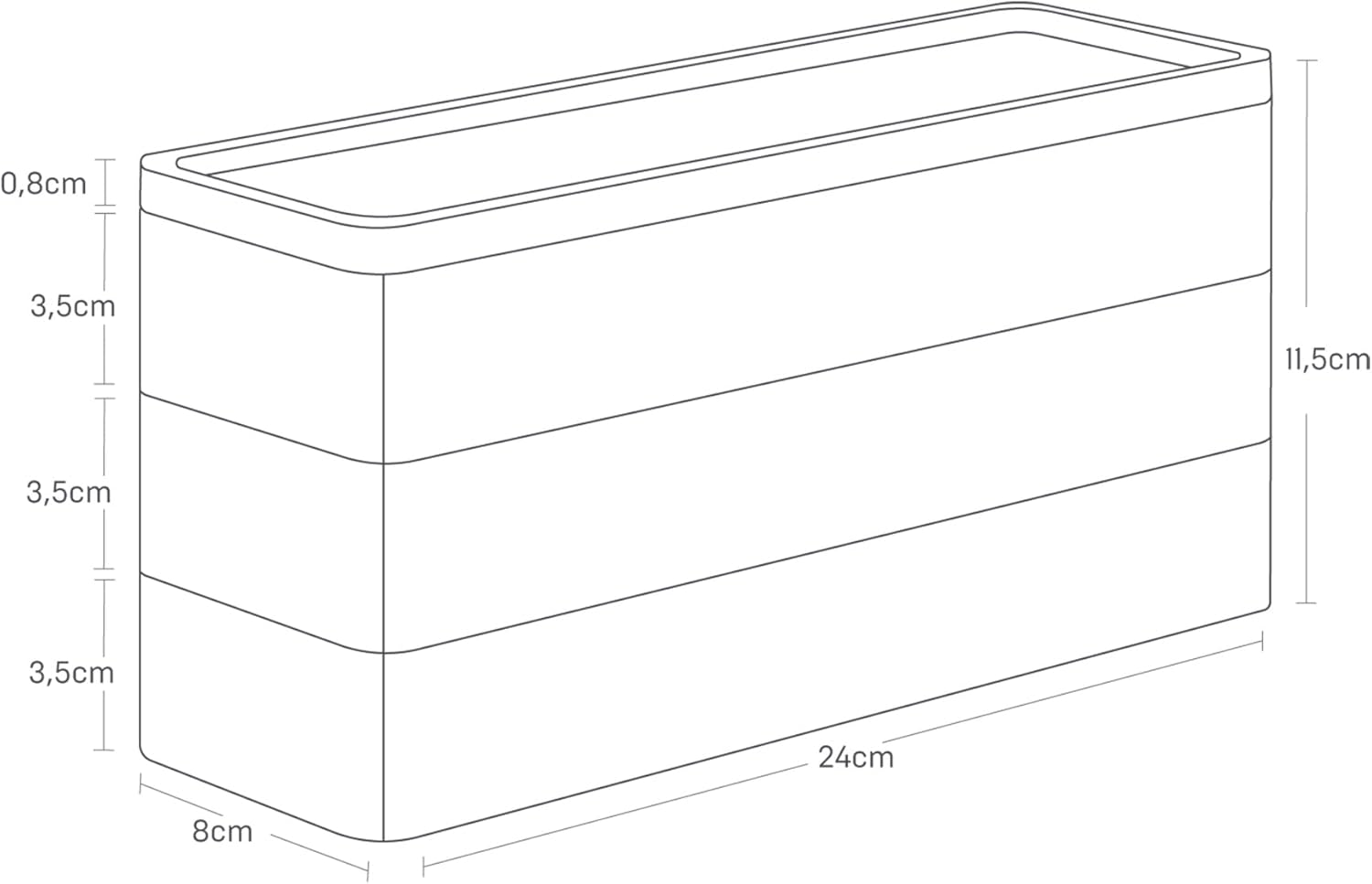 Detalle de YAMAZAKI 5811 RIN – Mallette d’accessoires à 3 compartiments avec couvercle en bois (blanc)