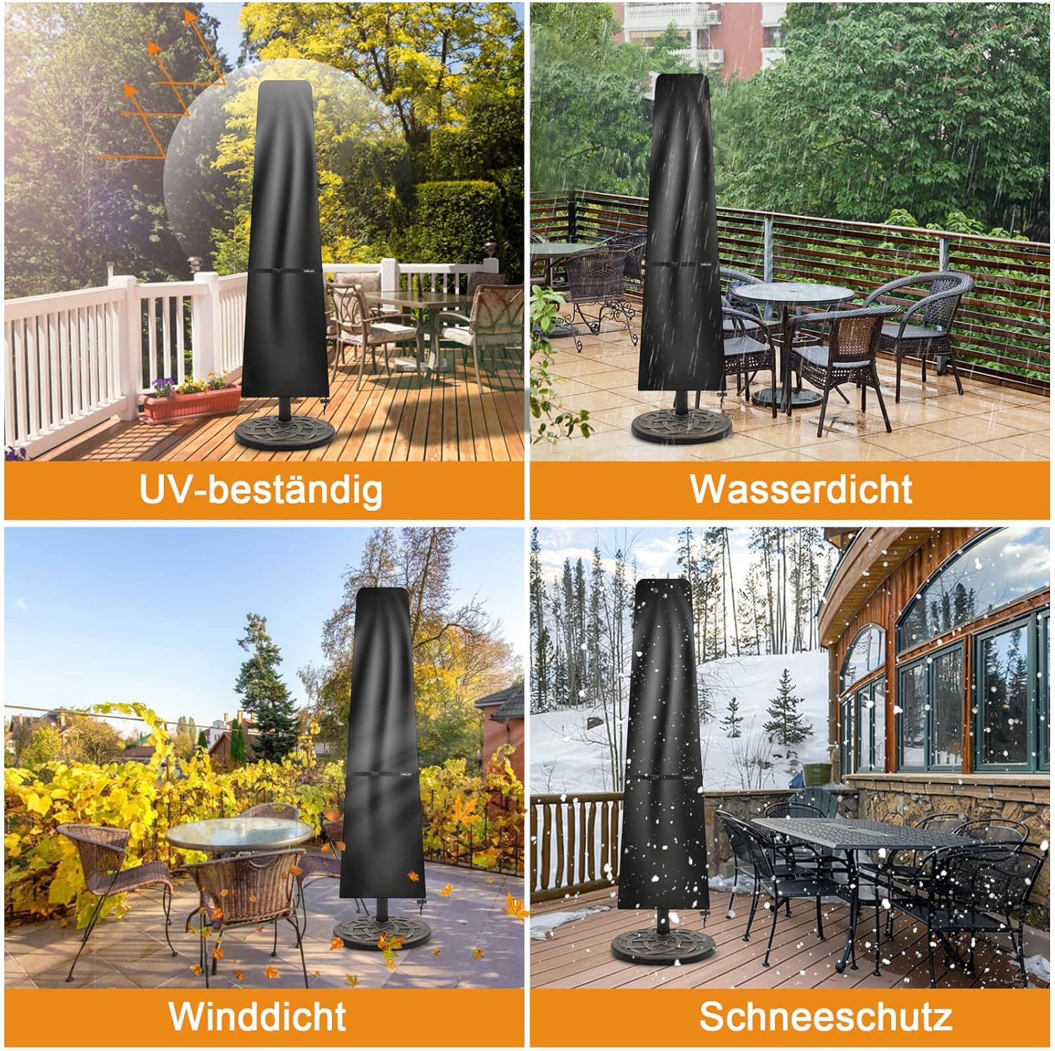 Thumbnail 5 de Tavaler Sonnenschirm-Schutzhülle für Ampelschirm (2–3 m) bis 175×31/37 cm, 420D wasser- & winddicht