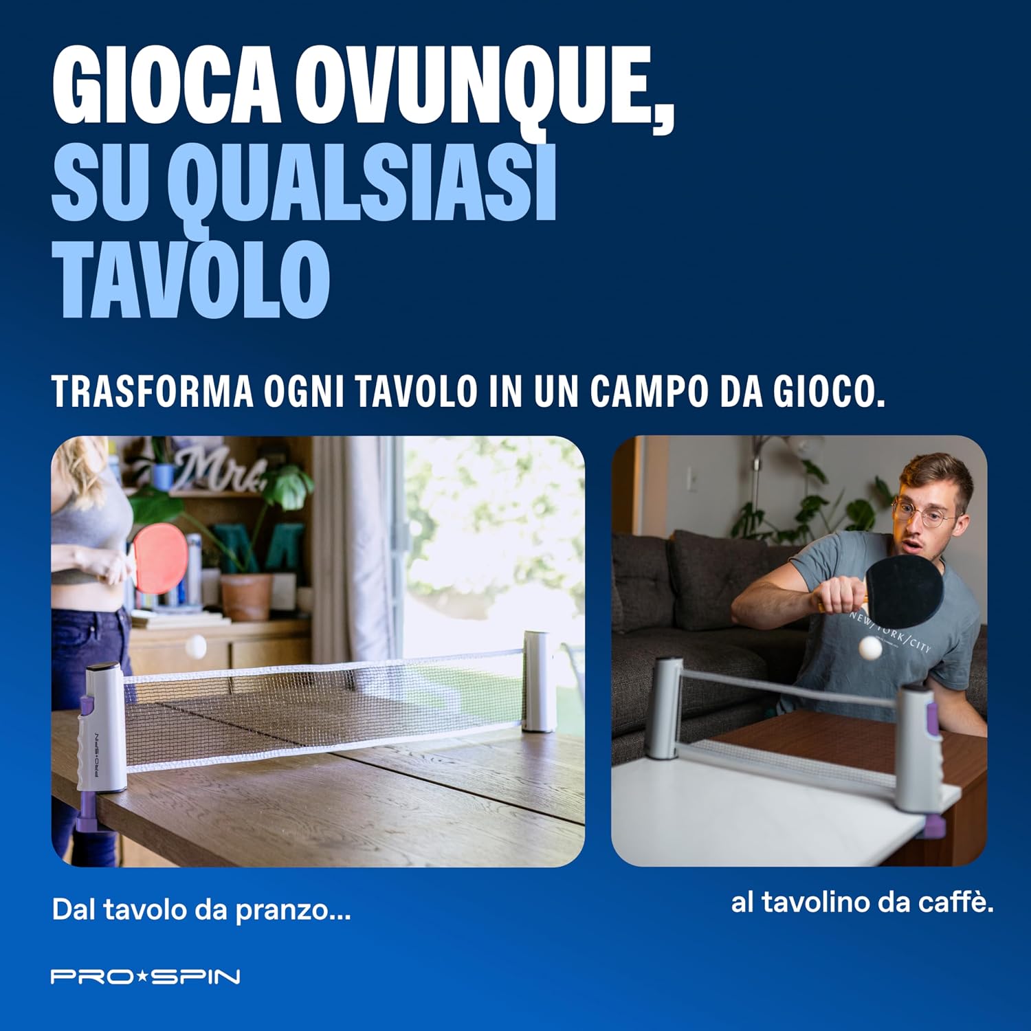 Thumbnail 5 de PRO-SPIN Set da Tavolo Portatile per Ping Pong 183 cm