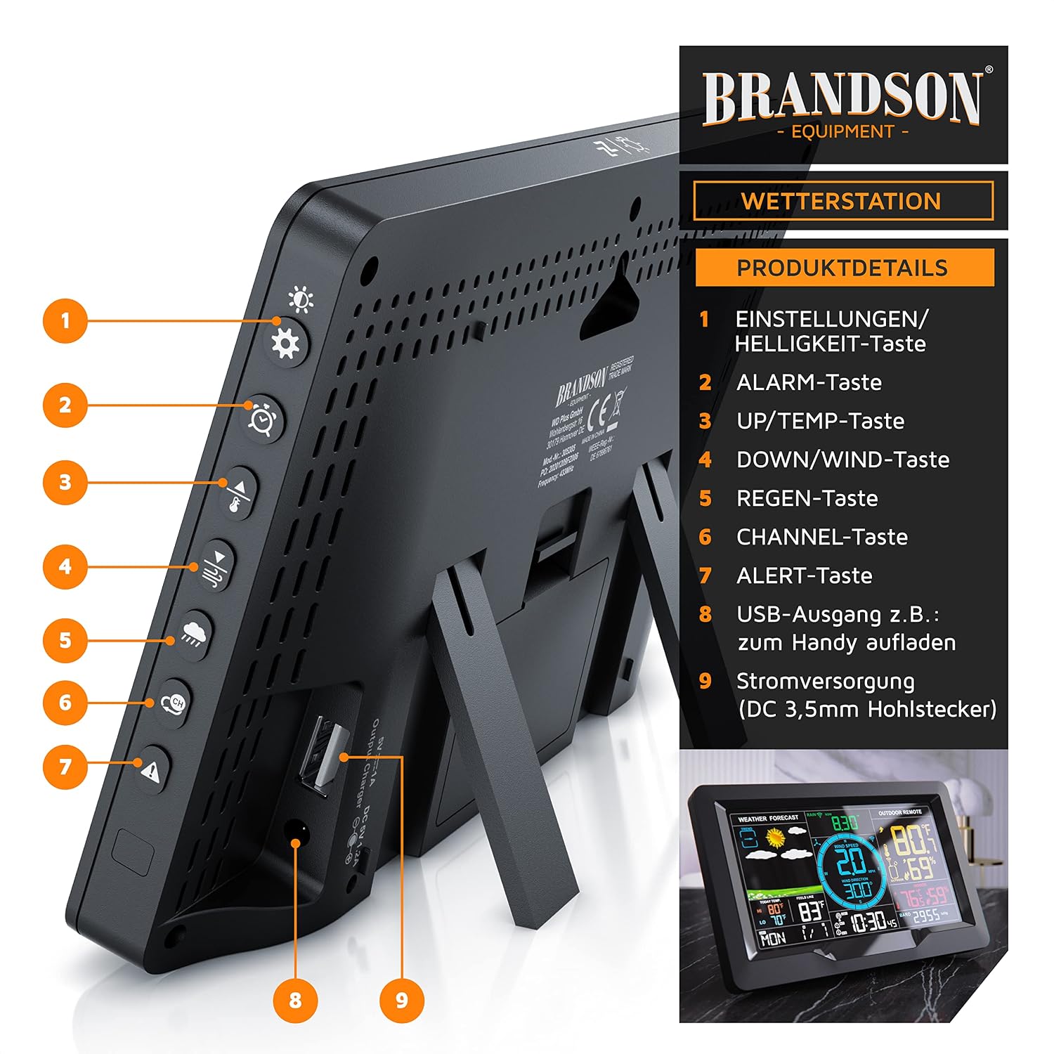 Thumbnail 4 de Brandson Funk-Wetterstation mit 5-in-1 Sensor