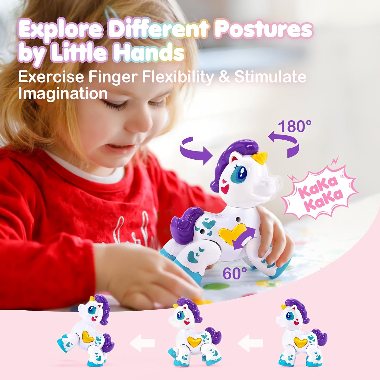 Detalle 2 de hahaland Unicorn Toy for 1 Year Old, Musical