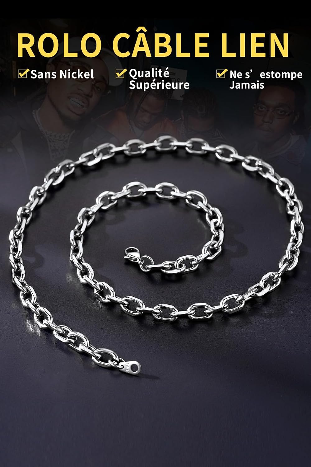 Detalle 2 de ChainsHouse - Collier en Acier Inoxydable Massif 316L, Chaine Homme/Femme, Longueurs 46–76 cm