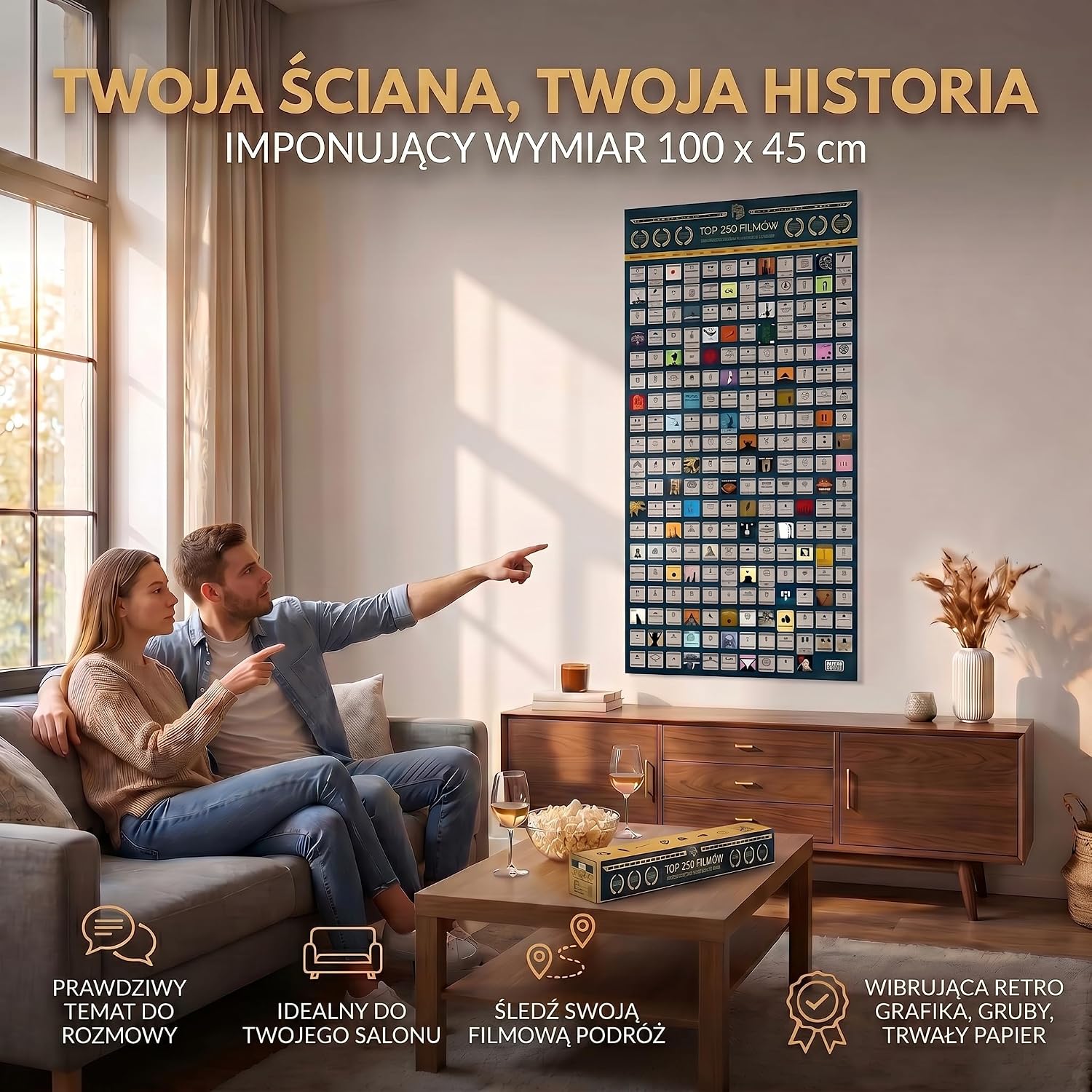 Detalle de GOODS+GADGETS® Plakat zdrapka 250 filmów XXL w stylu retro