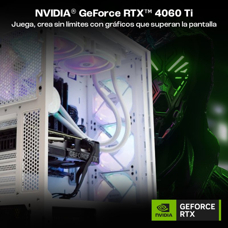 Detalle 2 de PcCom Ready AMD Ryzen 7 5800X, 32GB, 1TB SSD, RTX 4060 Ti + Windows 11 Home – Blanco