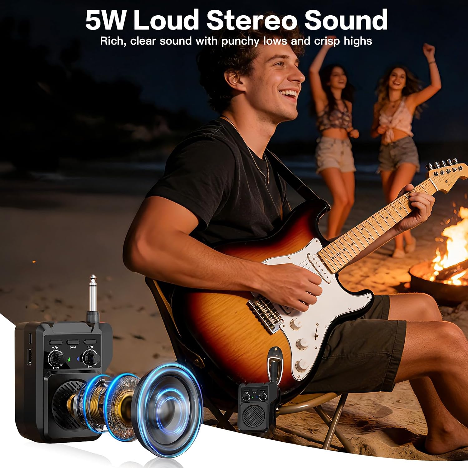 Thumbnail 6 de ZealSound Q1 5W Mini Guitar Amp with Bluetooth and Four Built-In Effects