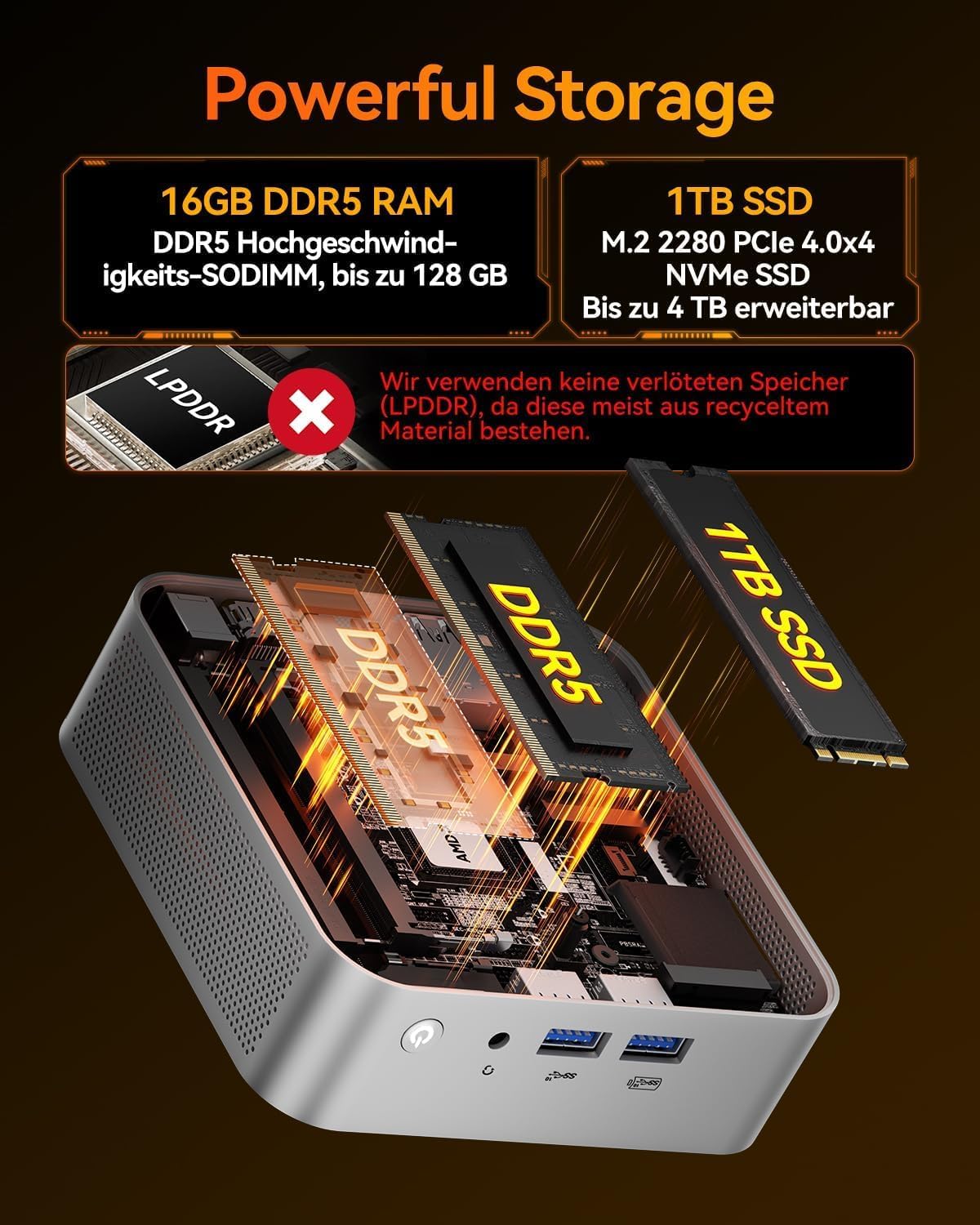 Thumbnail 6 de GEEKOM A8 Office Mini-PC mit Ryzen 7 8745HS