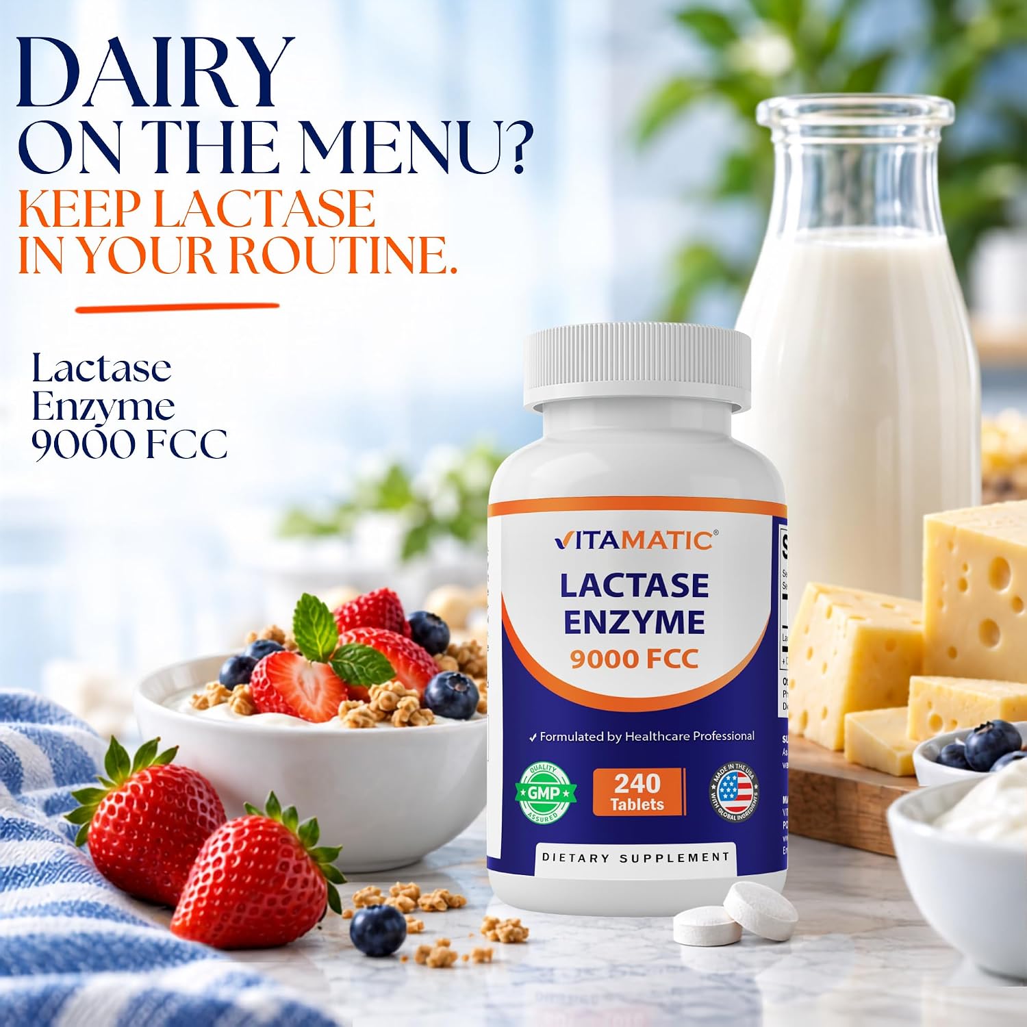 Detalle 2 de Vitamatic VMC47440 Lactase Enzyme 9000 FCC, 240 Tablets