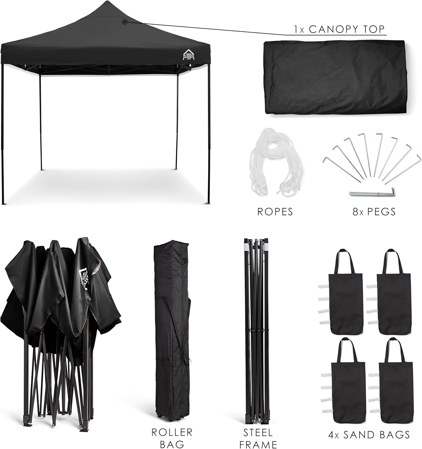 Detalle de All Seasons Gazebos 3x3m Pop Up Gazebo – Resistente, impermeabile e facile da montare