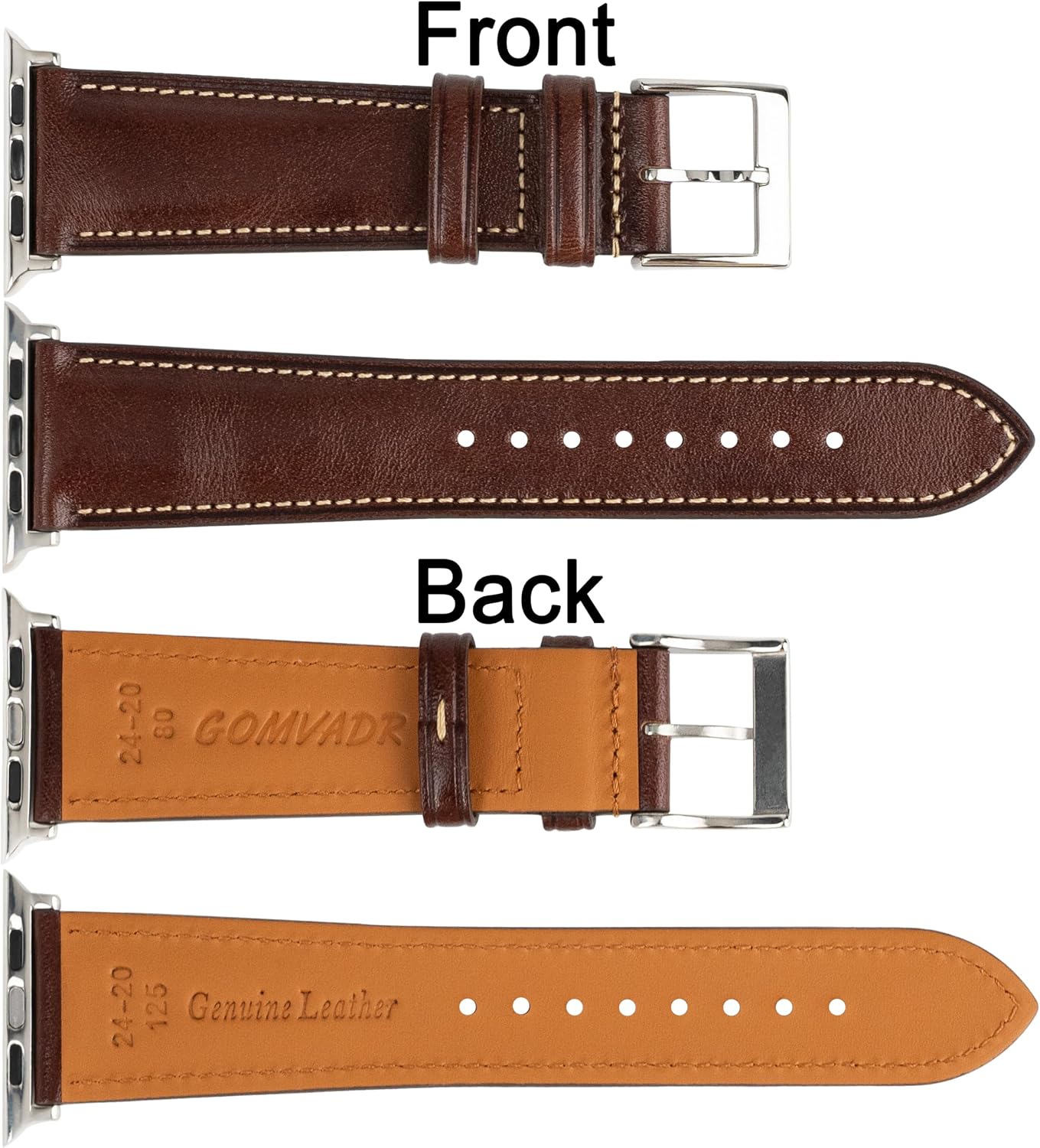 Detalle 2 de Gomvadr leather straps replacement for Apple Watch (42/44/45/49 mm, Ultra & Series)
