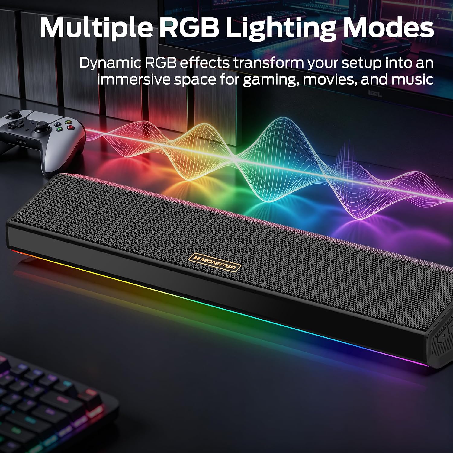Thumbnail 5 de Monster SD100 28W Desktop Speaker with Bluetooth 6.0, TWS and RGB Lighting