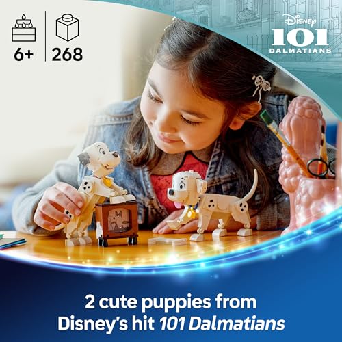 Detalle de LEGO Disney Lucky & Penny 101 Dalmatians Puppies (43271): Playful Pet Figures with Movable Parts