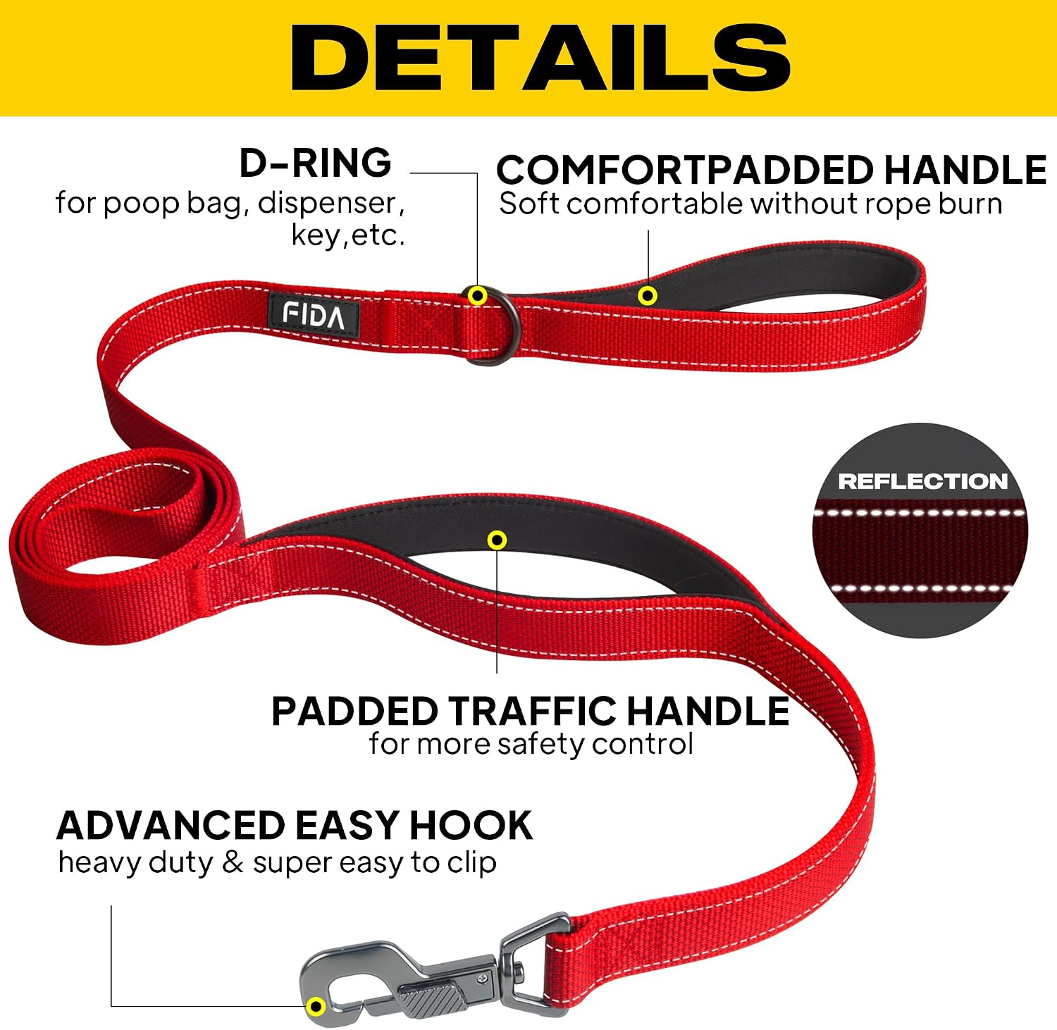 Detalle de Fida Heavy Duty Dog Lead, 1.2m control