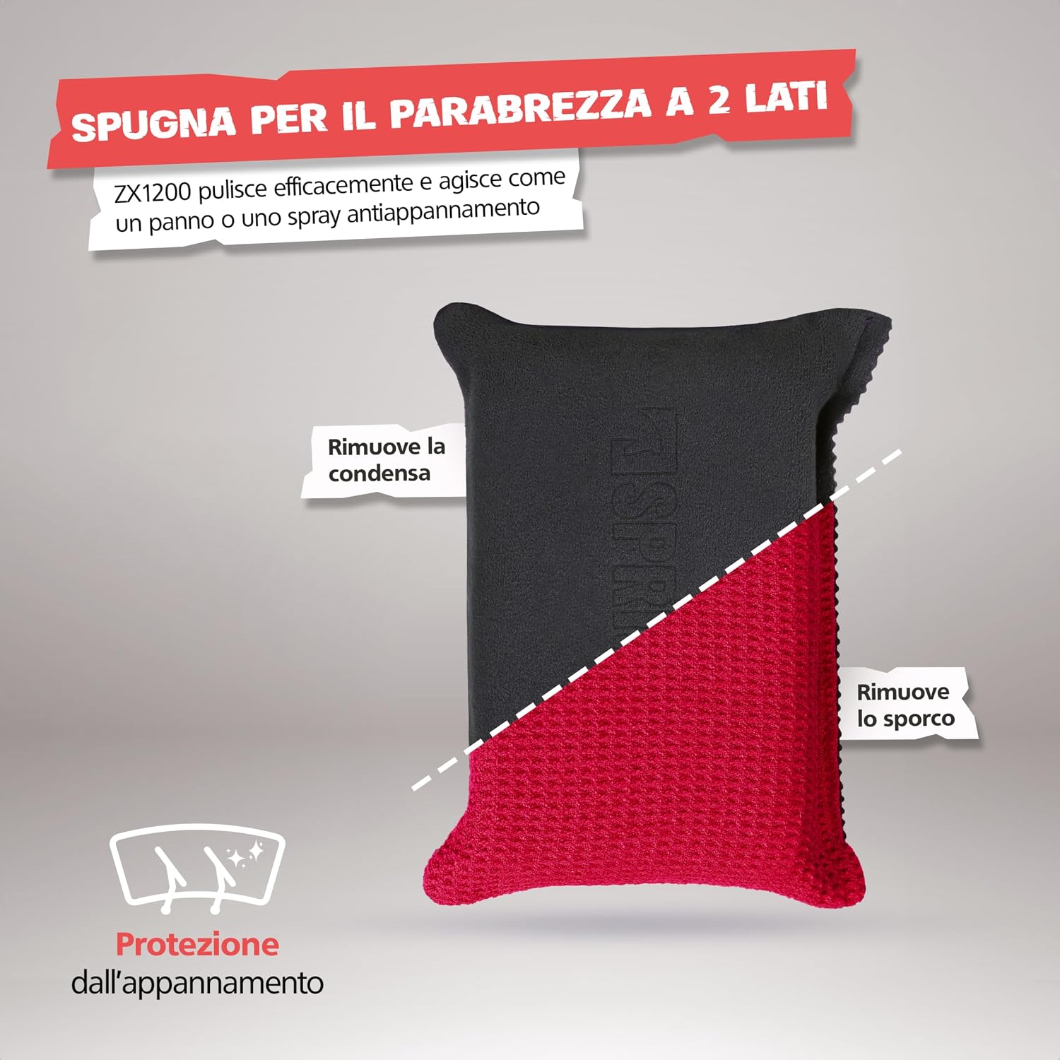 Detalle de SPRINGER ZX1200: Spugna parabrezza a due facce, 2 pezzi – microfibra assorbente per pulizia senza aloni