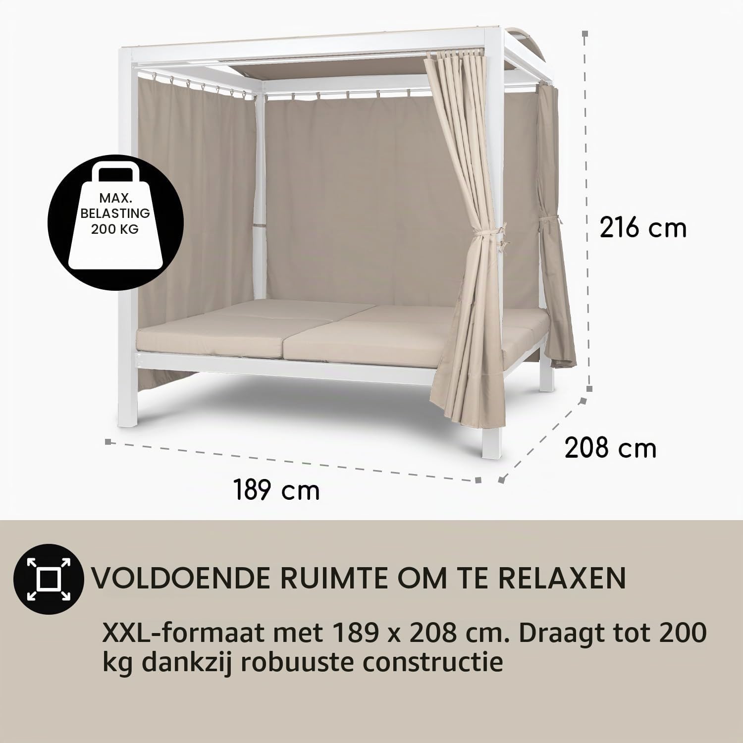Detalle de blumfeldt Eremitage Double XL 10035430 dubbele tuinligstoel met luifel