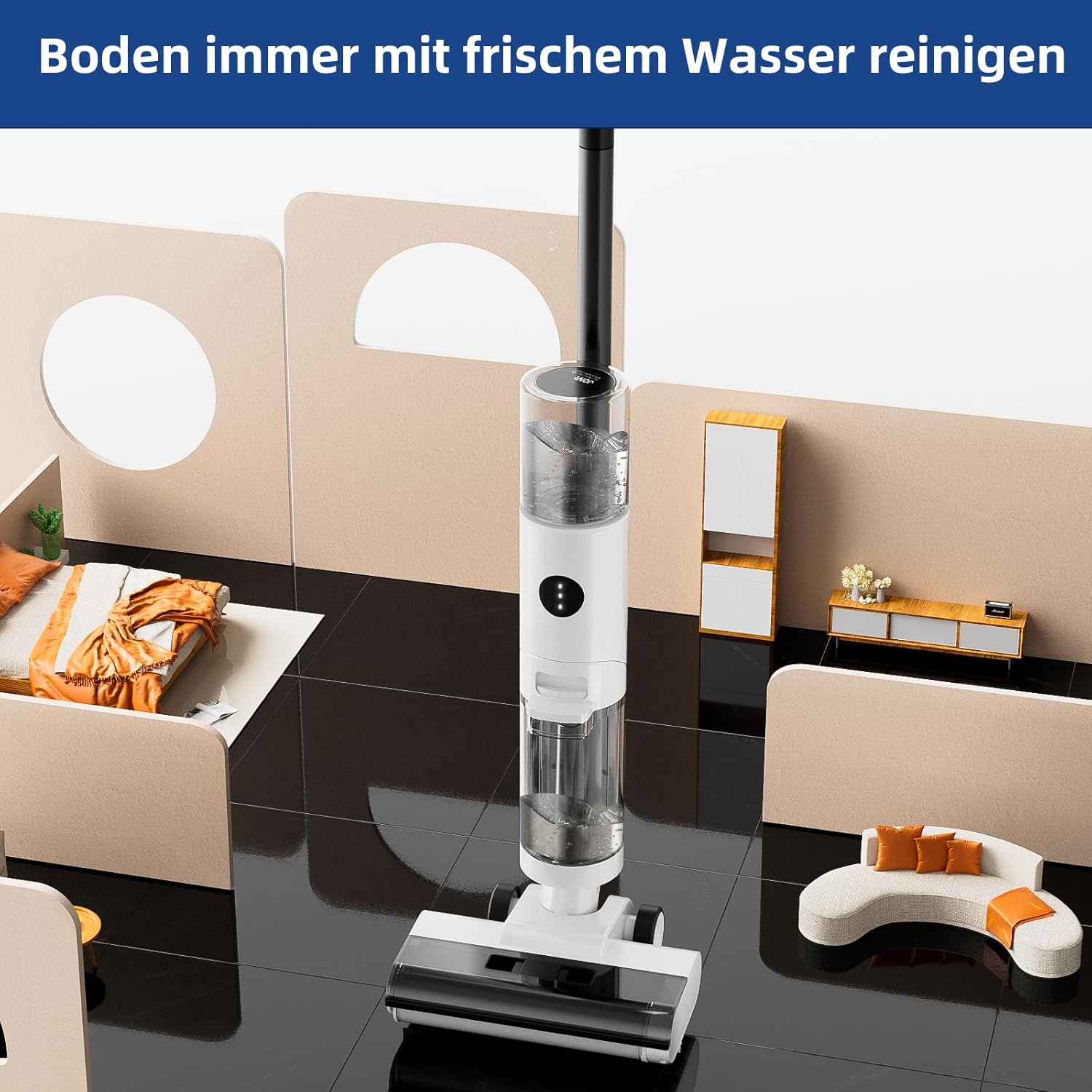 Thumbnail 5 de JONR ED12 Nass Trockensauger Akku – Saugwischer mit Selbstreinigung, Kantenbürste und 850-ml-Wassertank