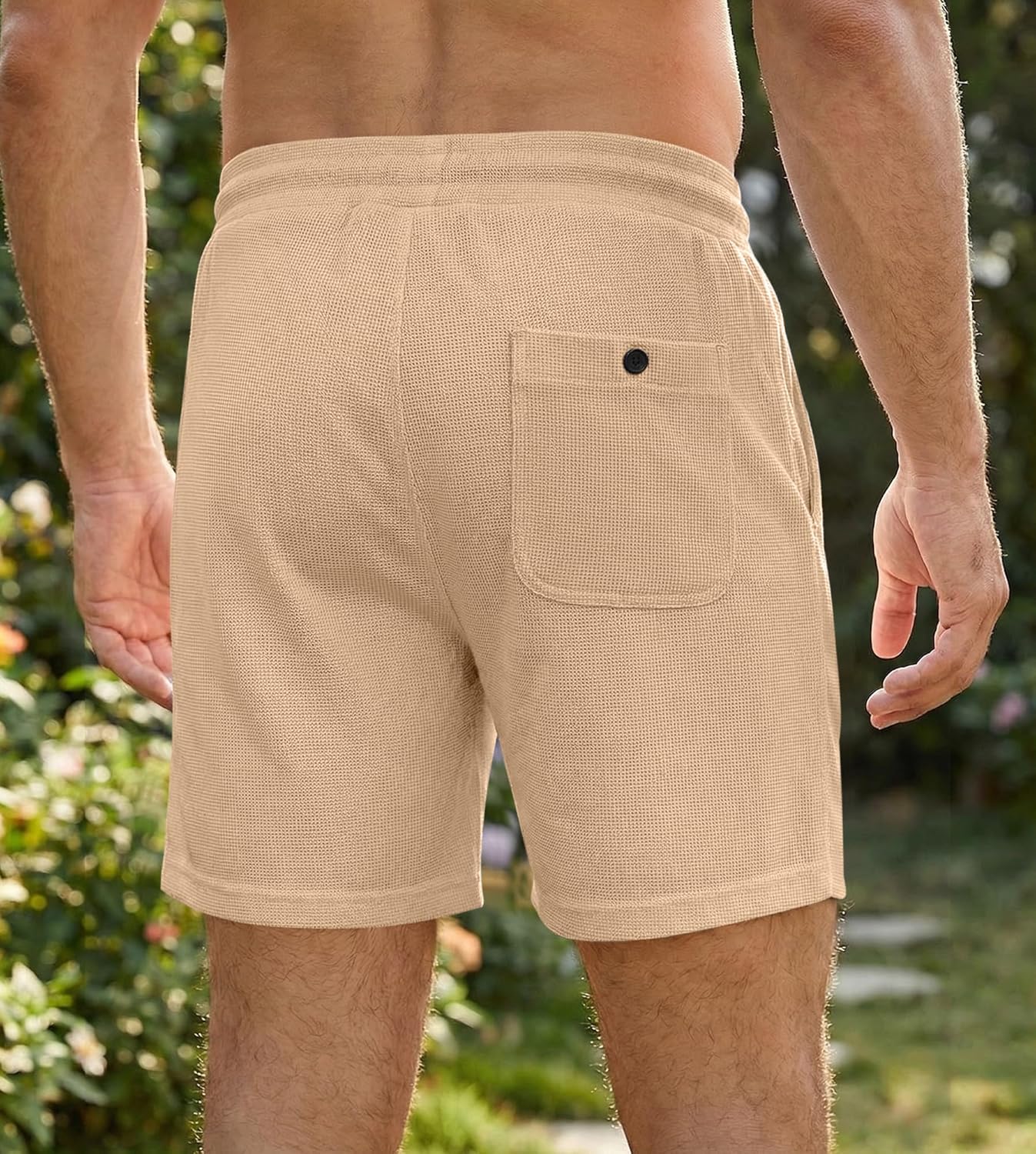 Detalle de JMIERR Men’s Casual Waffle Knit Shorts (5" or 7") with Elastic Drawstring Waist and Pockets