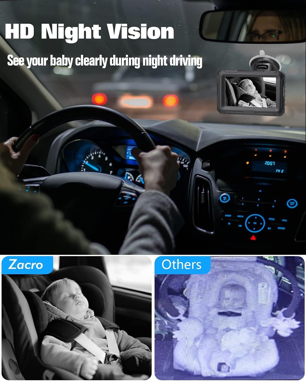 Thumbnail 1 de Zacro Baby Auto Spiegel 1080P Rücksitzkamera