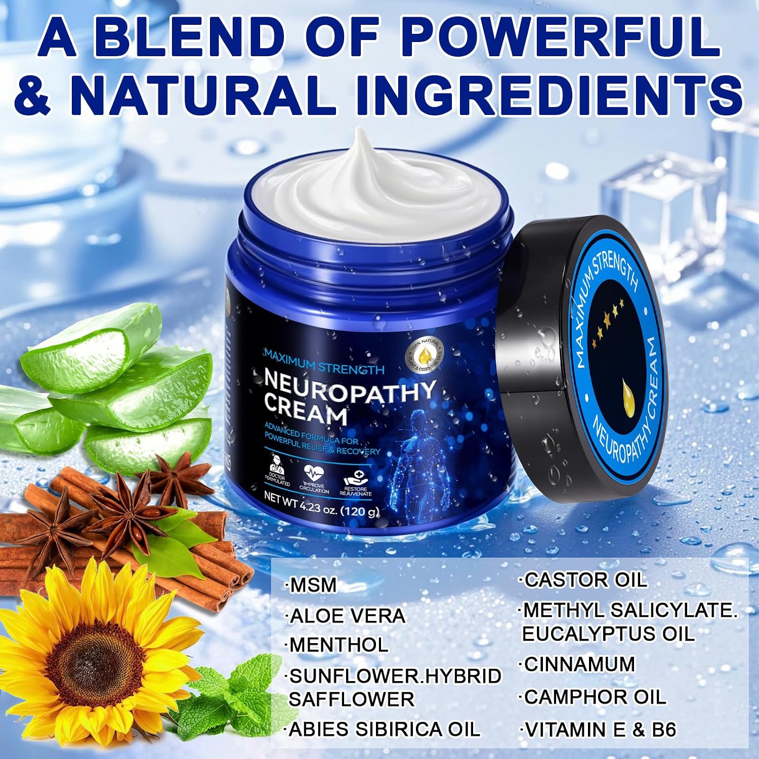 Detalle 2 de Neuropathy Cream for Feet, Legs & Hands – Lightweight, Plant-Based Formula