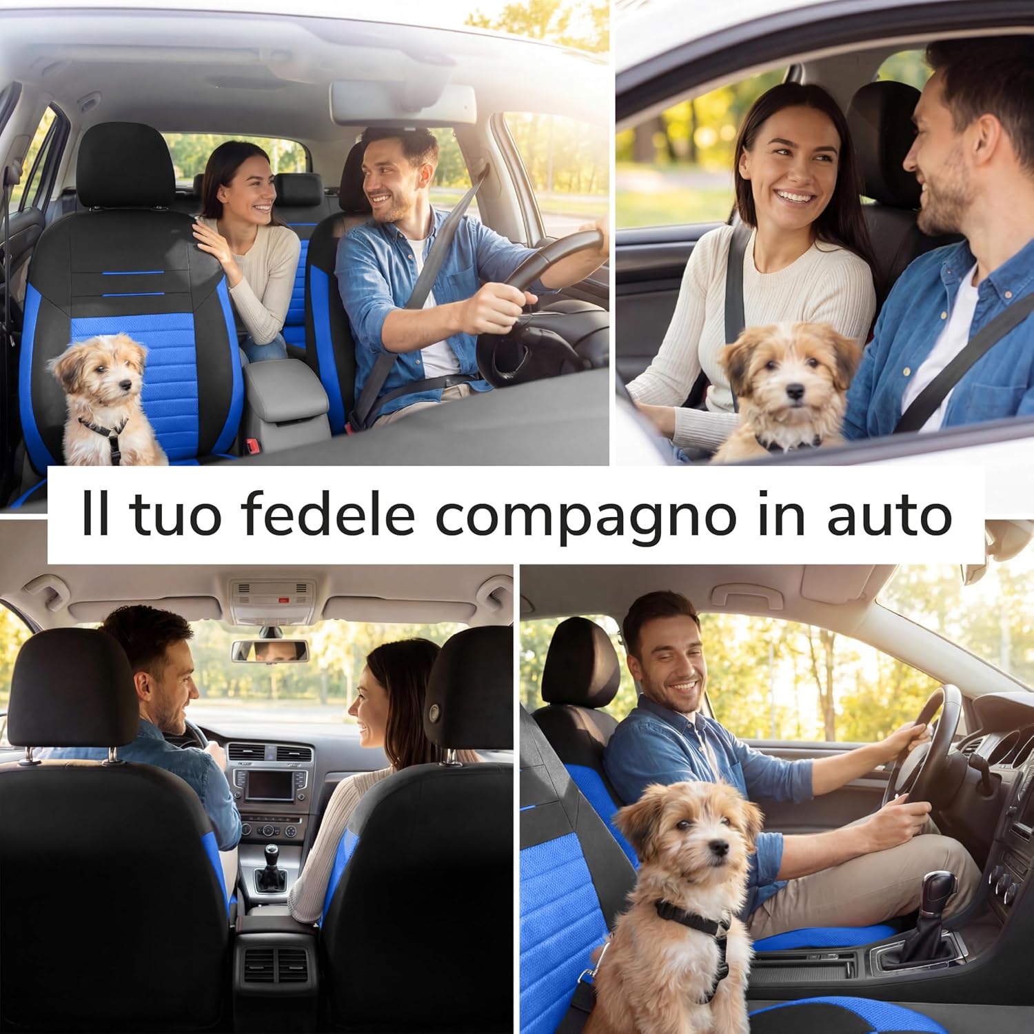 Detalle de Upgrade4cars Coprisedili Anteriori Universali Set 2026 in blu (con copri-poggiatesta) Upgrade4cars