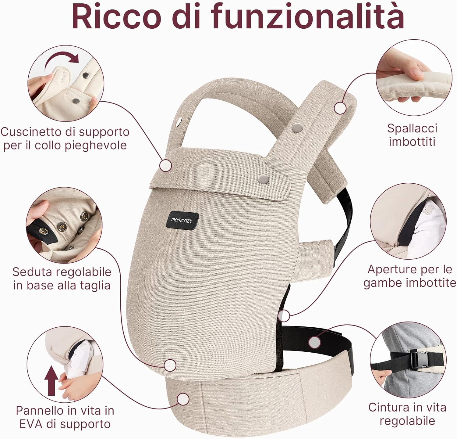 Thumbnail 1 de Momcozy Marsupio Neonato Ergonomico: comfort e praticità per genitori in movimento