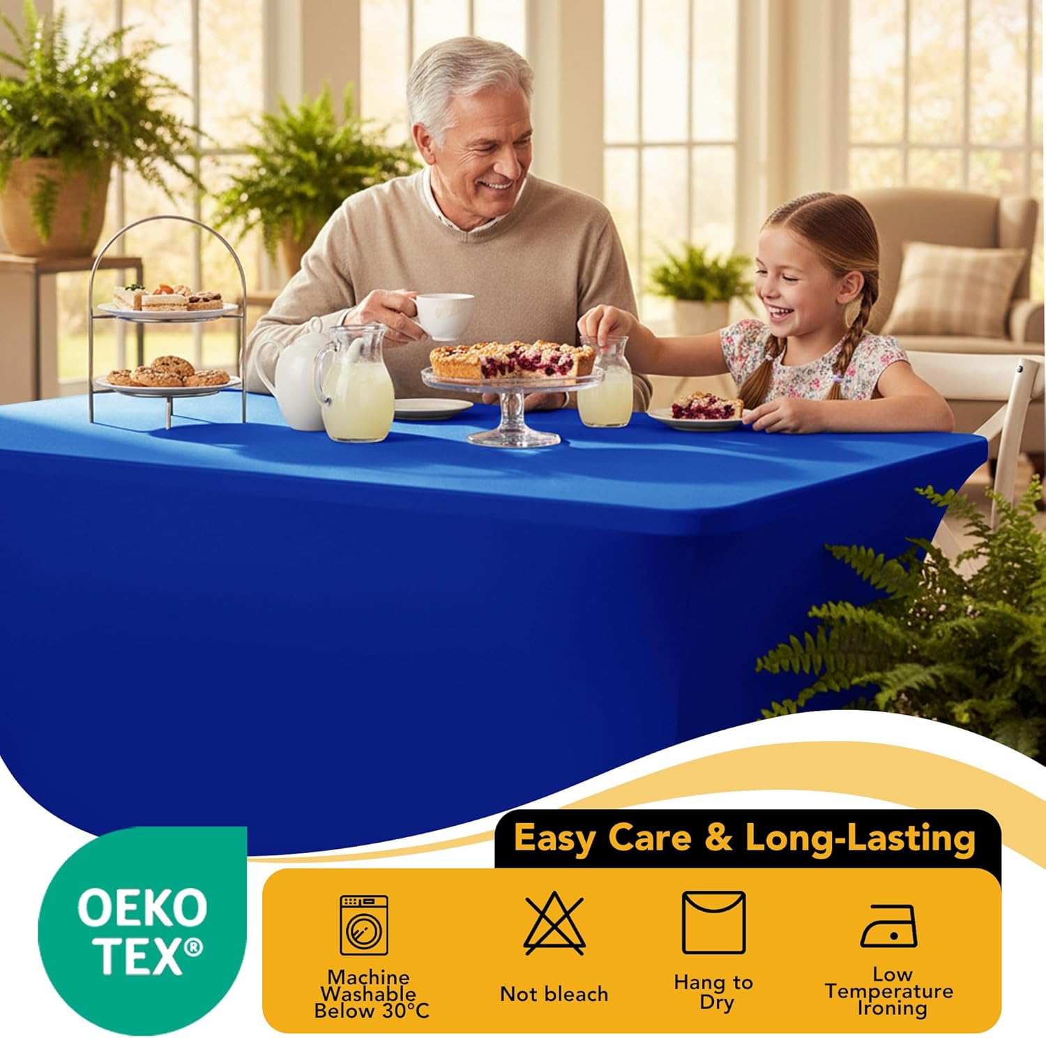 Thumbnail 6 de Dailyset 6-Pack Premium Royal Blue Spandex Tablecloths for 8ft Rectangular Tables