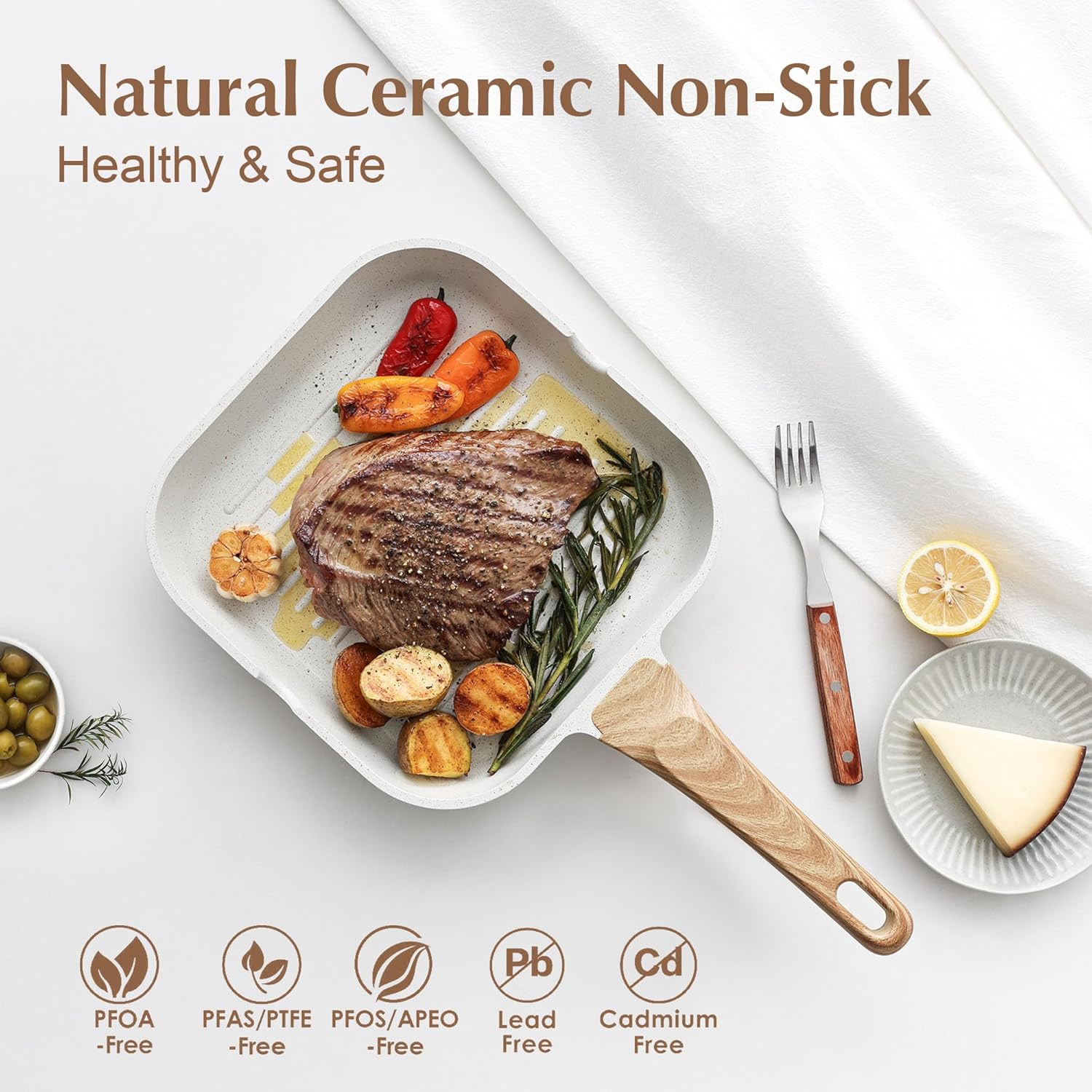 Thumbnail 1 de SENSARTE 9.5-Inch Ceramic Grill Pan
