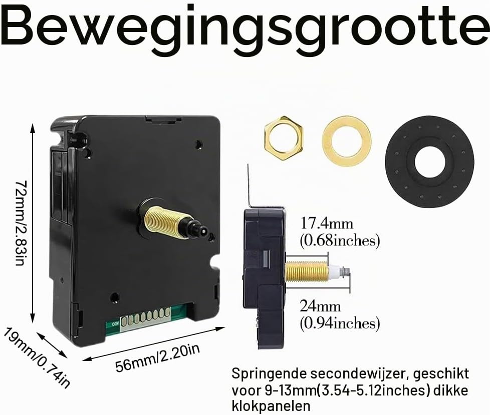 Detalle 1 de Aoreun P01928 DCF-radiogestuurd uurwerk met stille sweep, 24 mm en 4 wijzersets