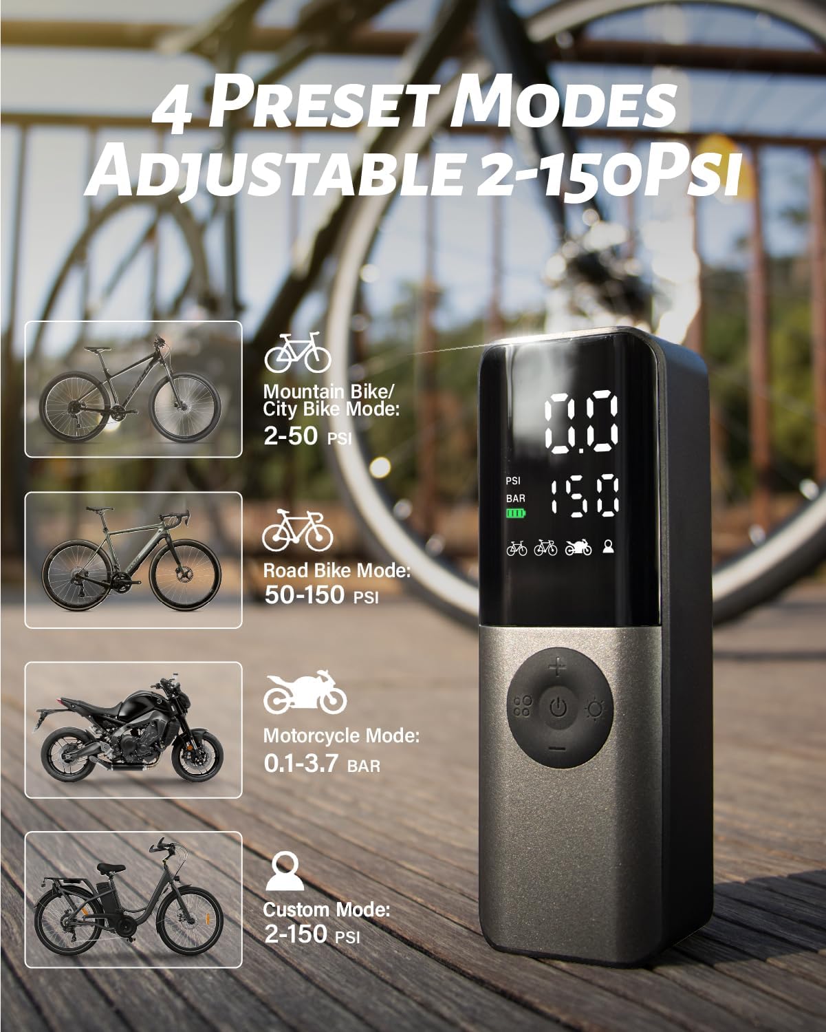Thumbnail 4 de GPUTEK Electric Bike Pump 150Psi
