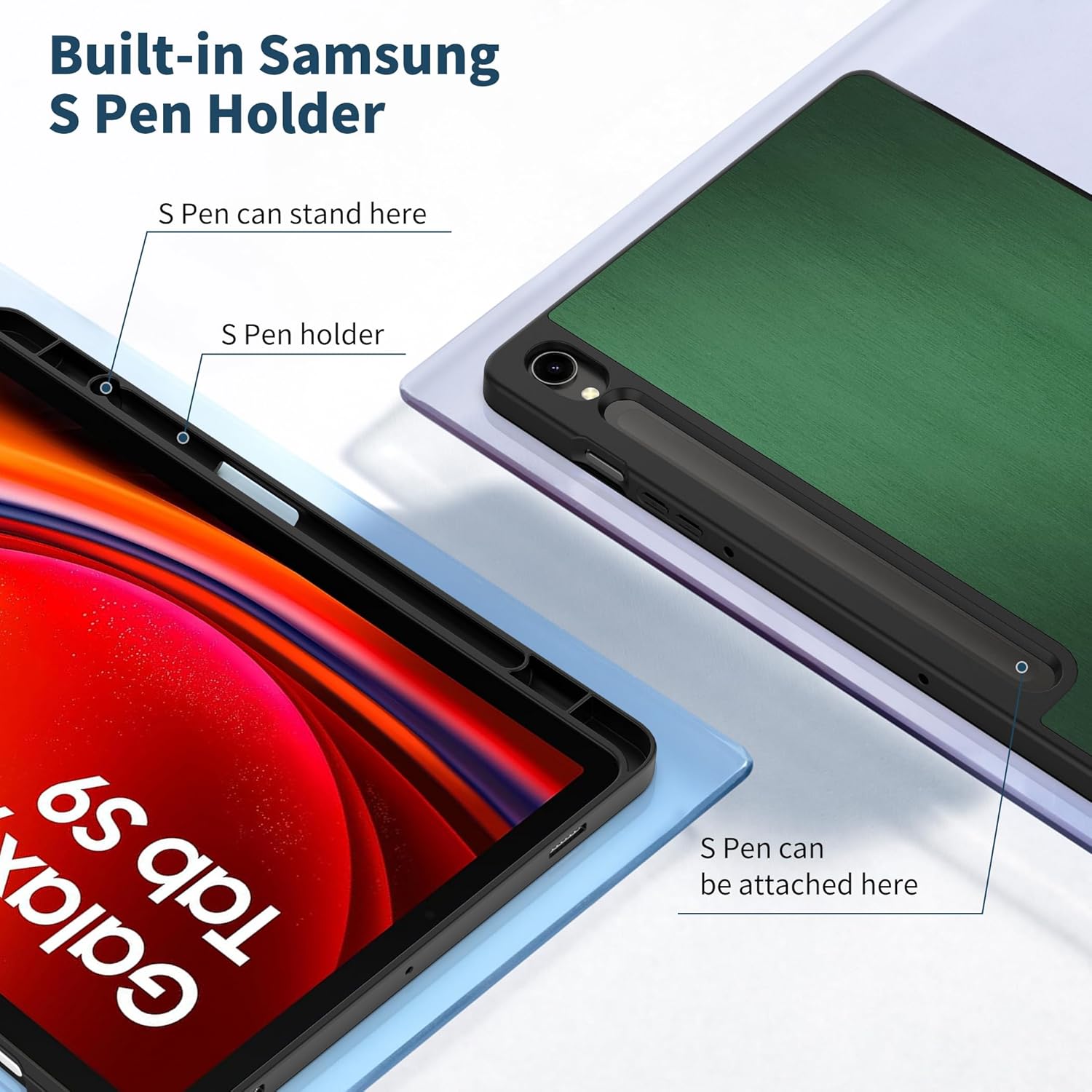 Thumbnail 3 de EasyAcc Hülle für Samsung Galaxy Tab S10 Lite/S10 FE 10.9" 2025 / S9 FE 10.9" / S9 11 Zoll – Ultra Dünn, S Pen Halter, Standfunktion, Dunkelgrün
