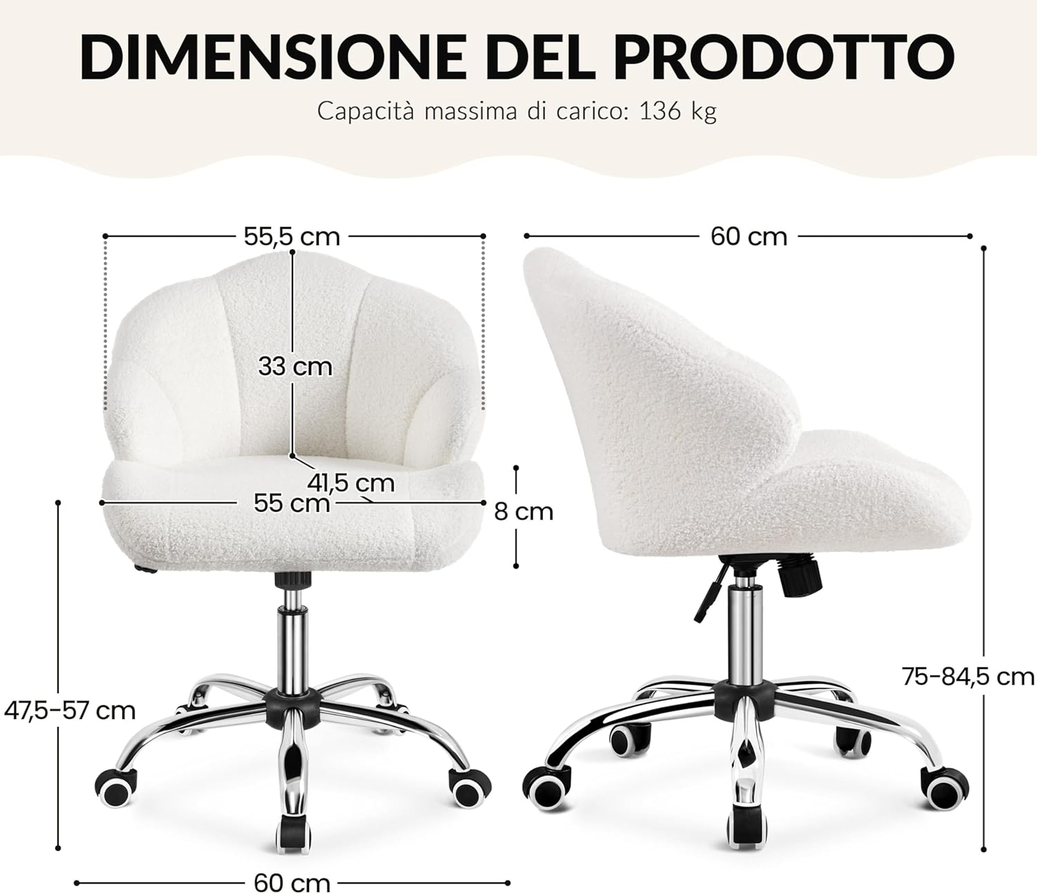 Thumbnail 2 de Yaheetech Sedia ufficio con ruote, 136 kg