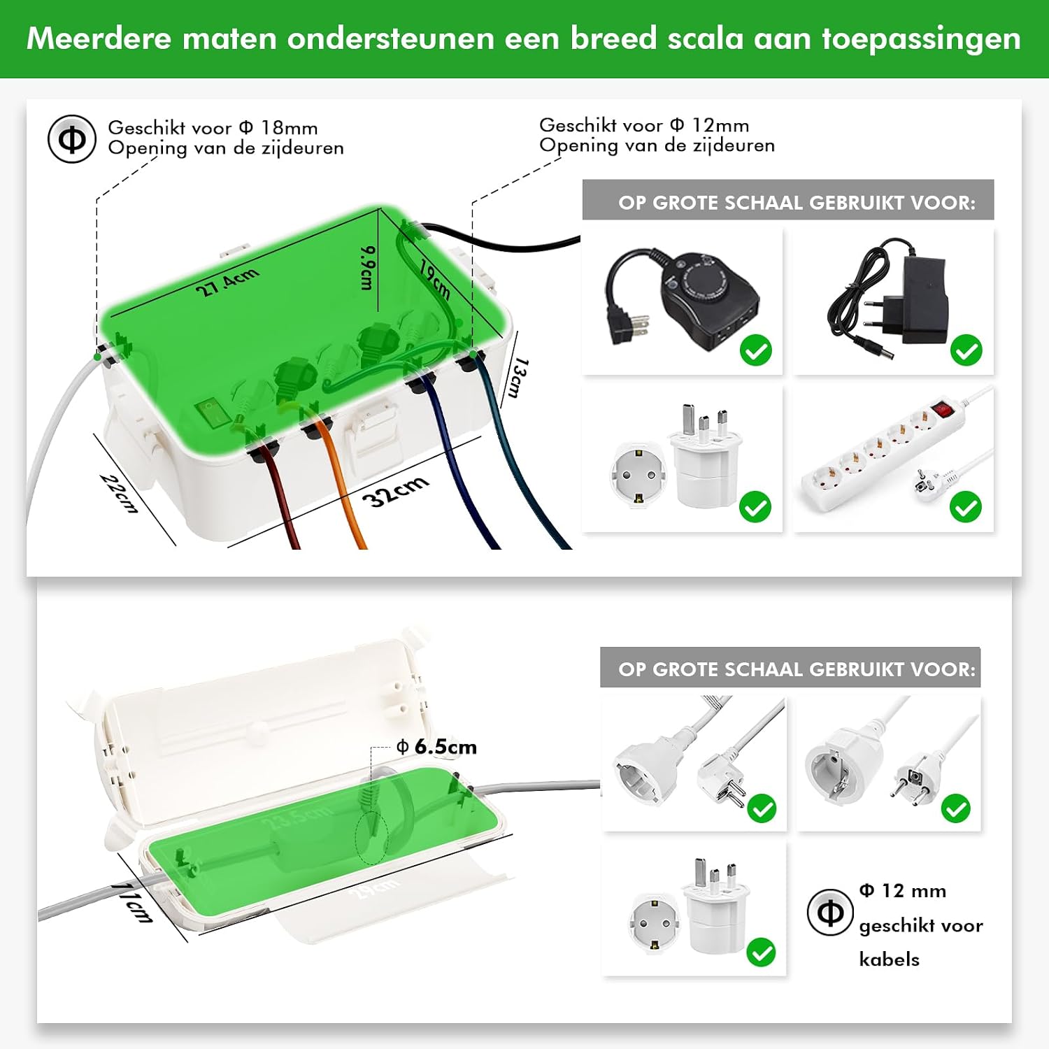 Detalle 2 de Restmo DE-O-ECC-1-WH1 kabeldoos IP44 voor buiten, 29 x 11 x 7,5 cm, wit