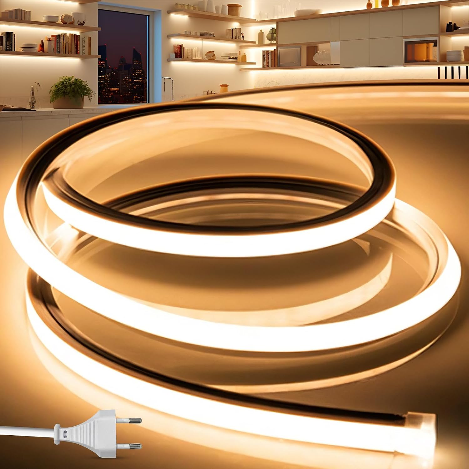 Detalle de BRIMETI 4N=D756-Yellow-3M EU neonstrip, geel siliconen, flexibel en IP65