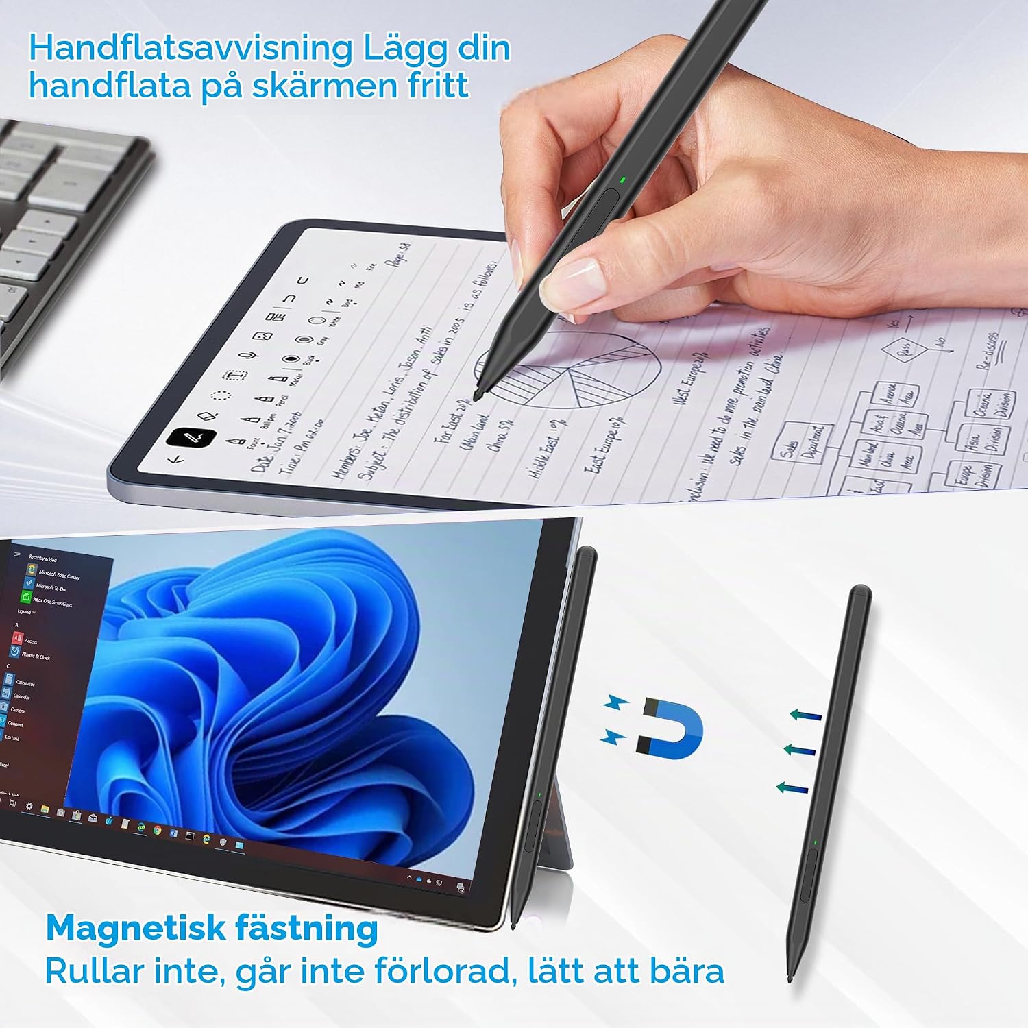 Detalle 2 de Milikilo F97 styluspenna för Surface med radergummi och lutningsfunktion