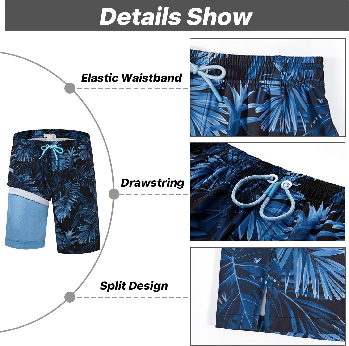 Thumbnail 5 de APTRO 2 in 1 Men's Swim Trunks 9" with Zipper Pockets — 2-in-1 Board Short Style