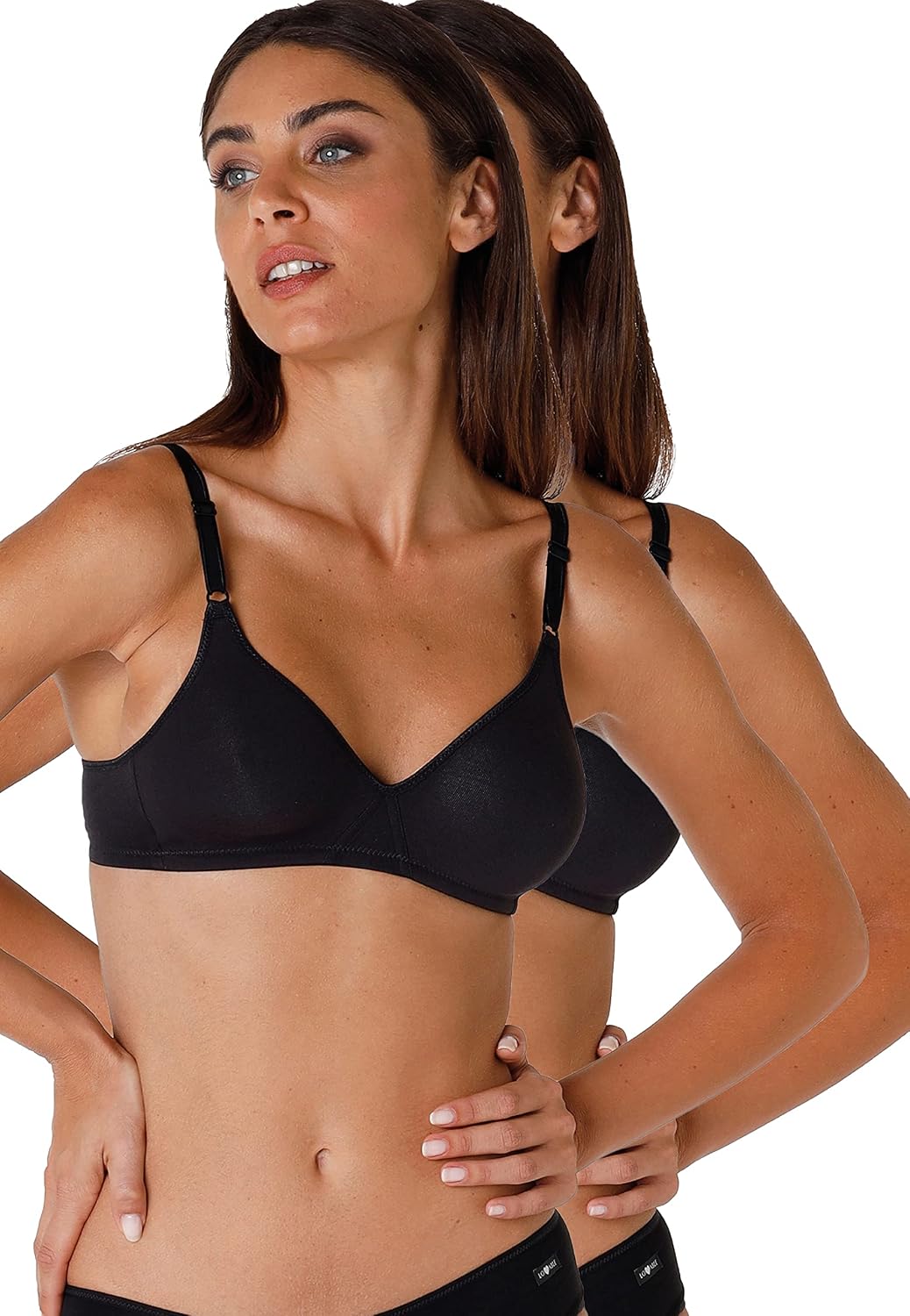 Detalle de Lovable Reggiseno in cotone elasticizzato Cotton Line senza ferretto, senza imbottitura (pacco da 2)