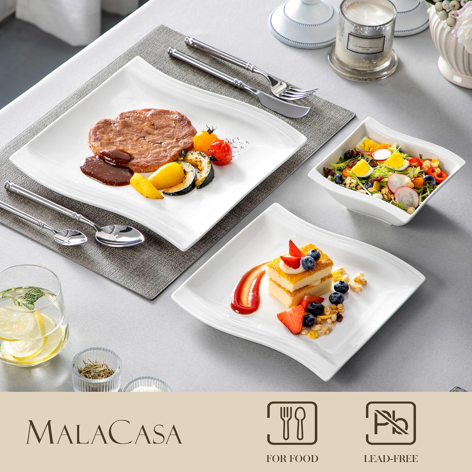 Thumbnail 2 de MALACASA Flora 30-Piece Dinnerware Set