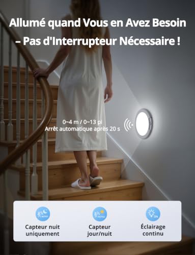 Thumbnail 5 de Combuh Plafonnier LED Rechargeable avec Détecteur de Mouvement – Sans Fil, Intensité Réglable pour Salle de Bain, Cave et Couloir