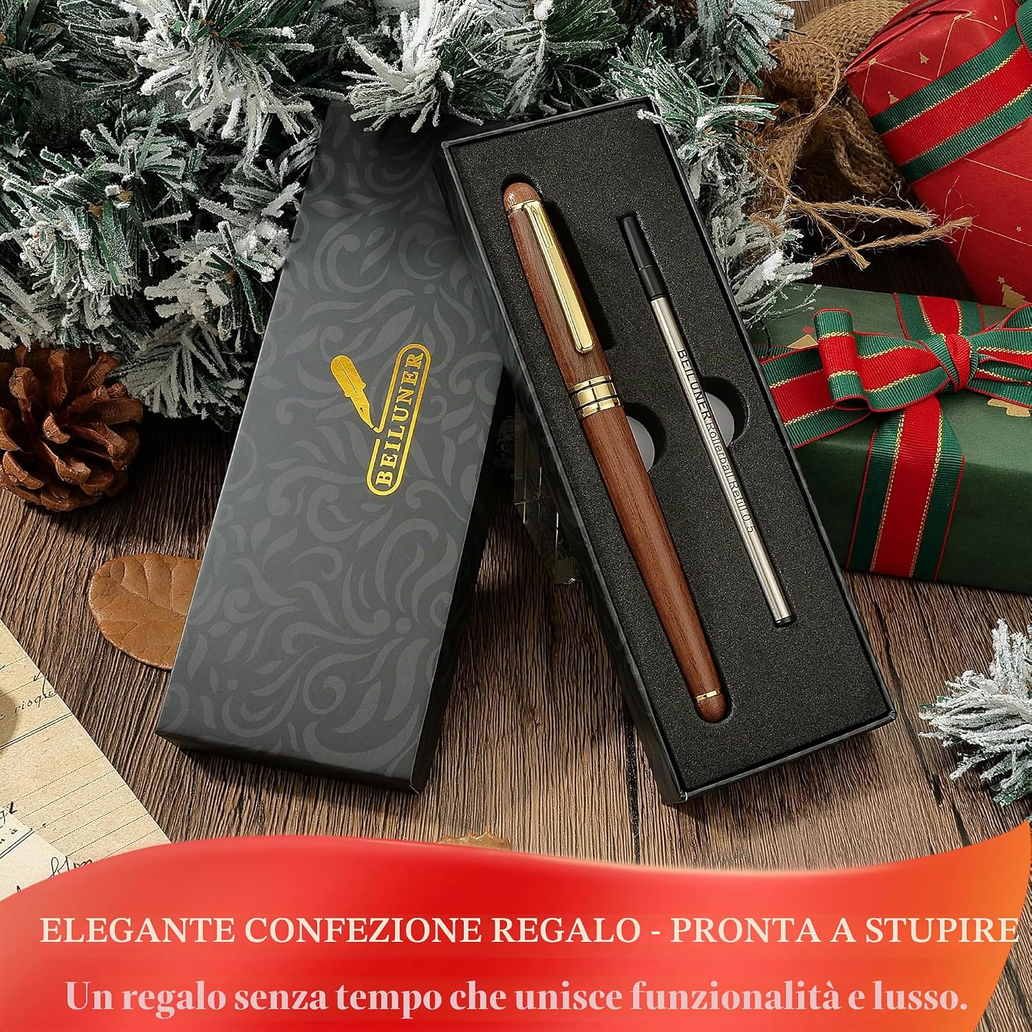 Thumbnail 6 de BEILUNER Set di Penne a Sfera di Lusso in Legno Noce – Scrittura elegante per ufficio executive