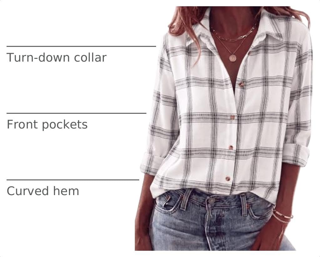 Detalle de Zeagoo Women's Plaid Shirt 25% Cotton
