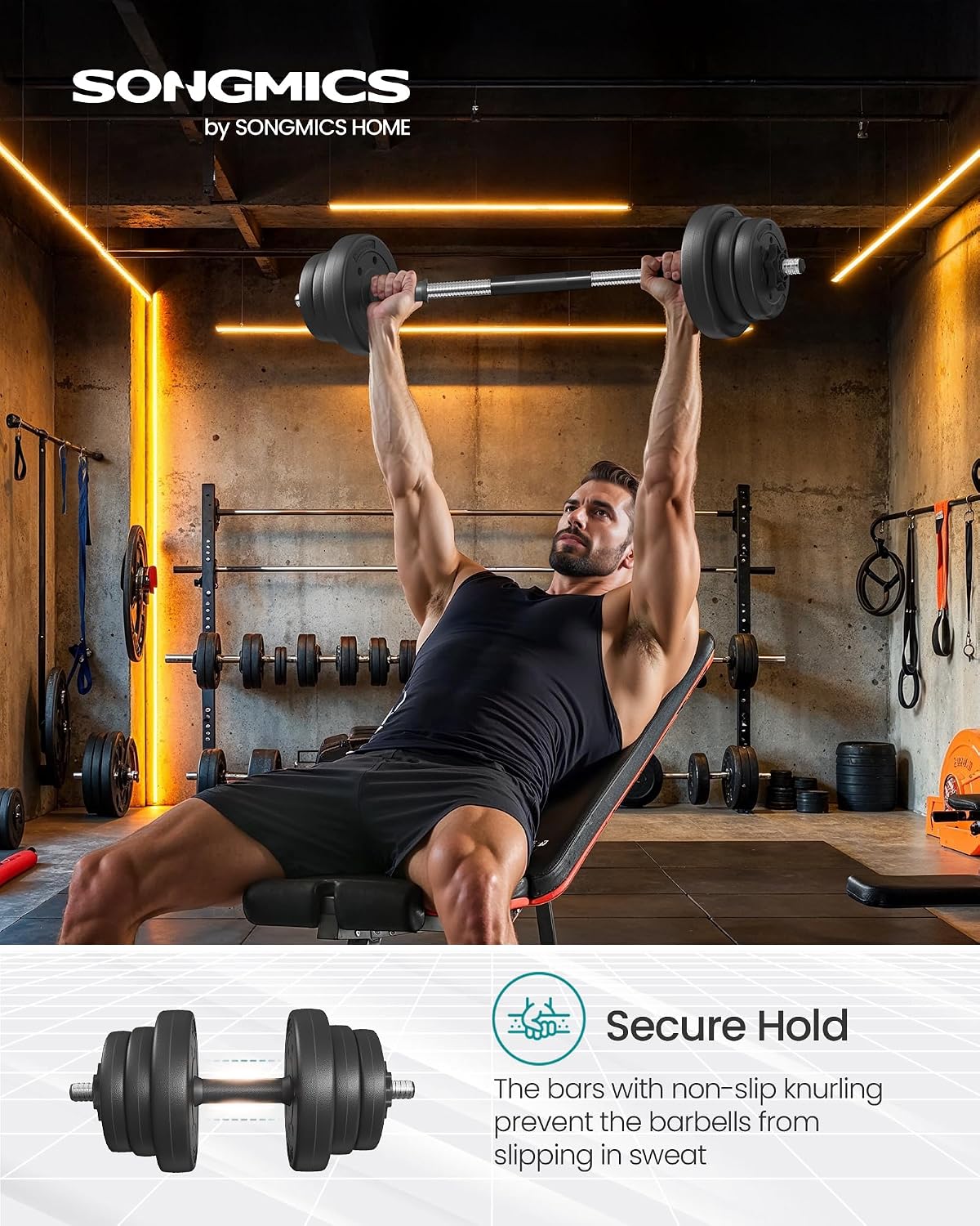 Thumbnail 1 de SONGMICS 2-in-1 Dumbbells Set: Adjustable Dumbbells with Extra Barbell Bar for Home Gyms