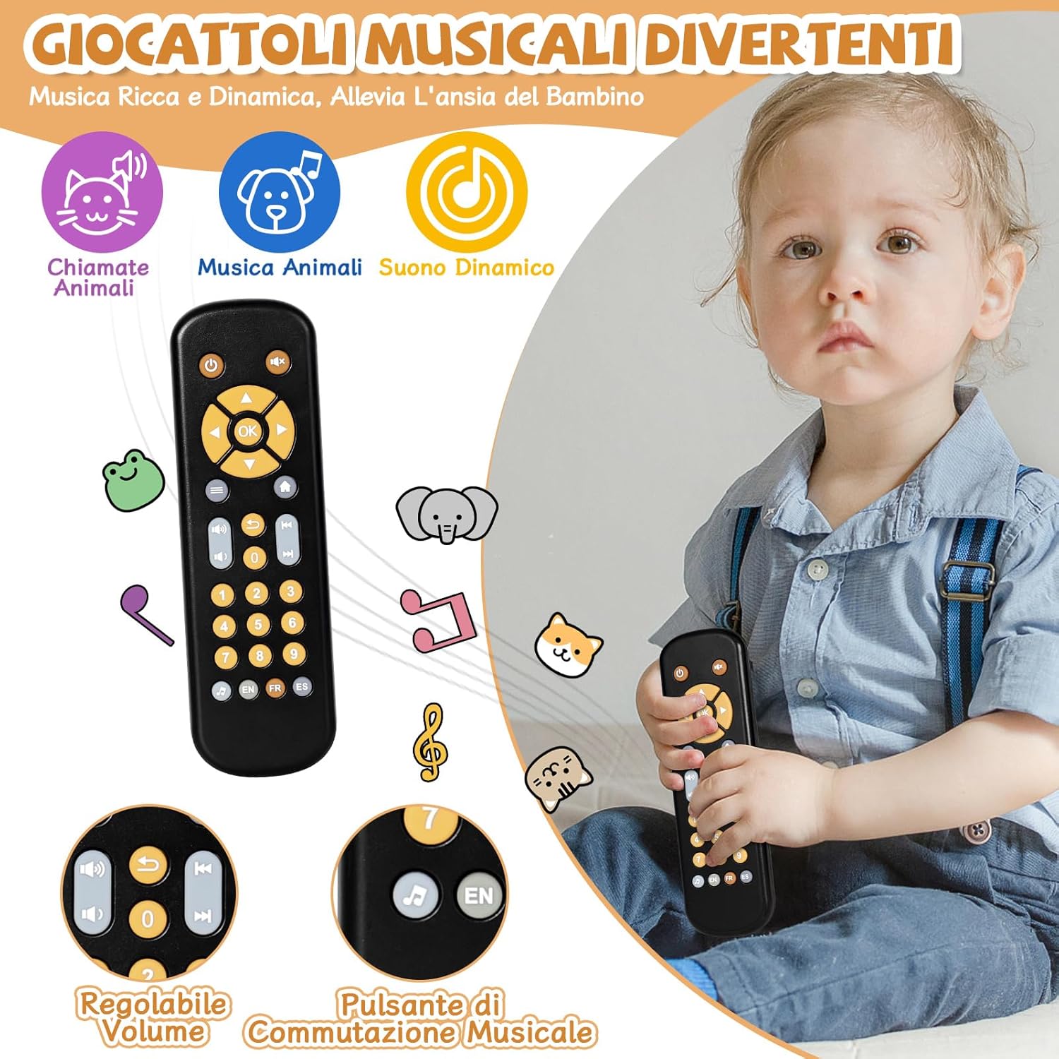 Thumbnail 2 de Orzbow Telecomando giocattolo per bambini (1 anno) con volume regolabile, luci e suoni educativi