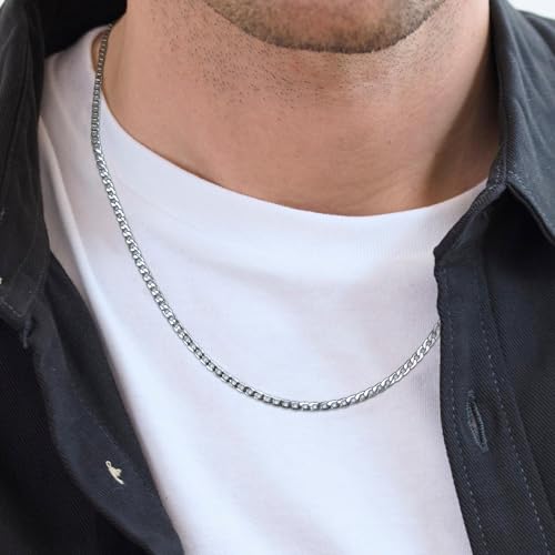 Thumbnail 2 de RANKEEF Collier Homme Acier Inoxydable 3 mm à Maillons Cubains – Durable et Hypoallergénique