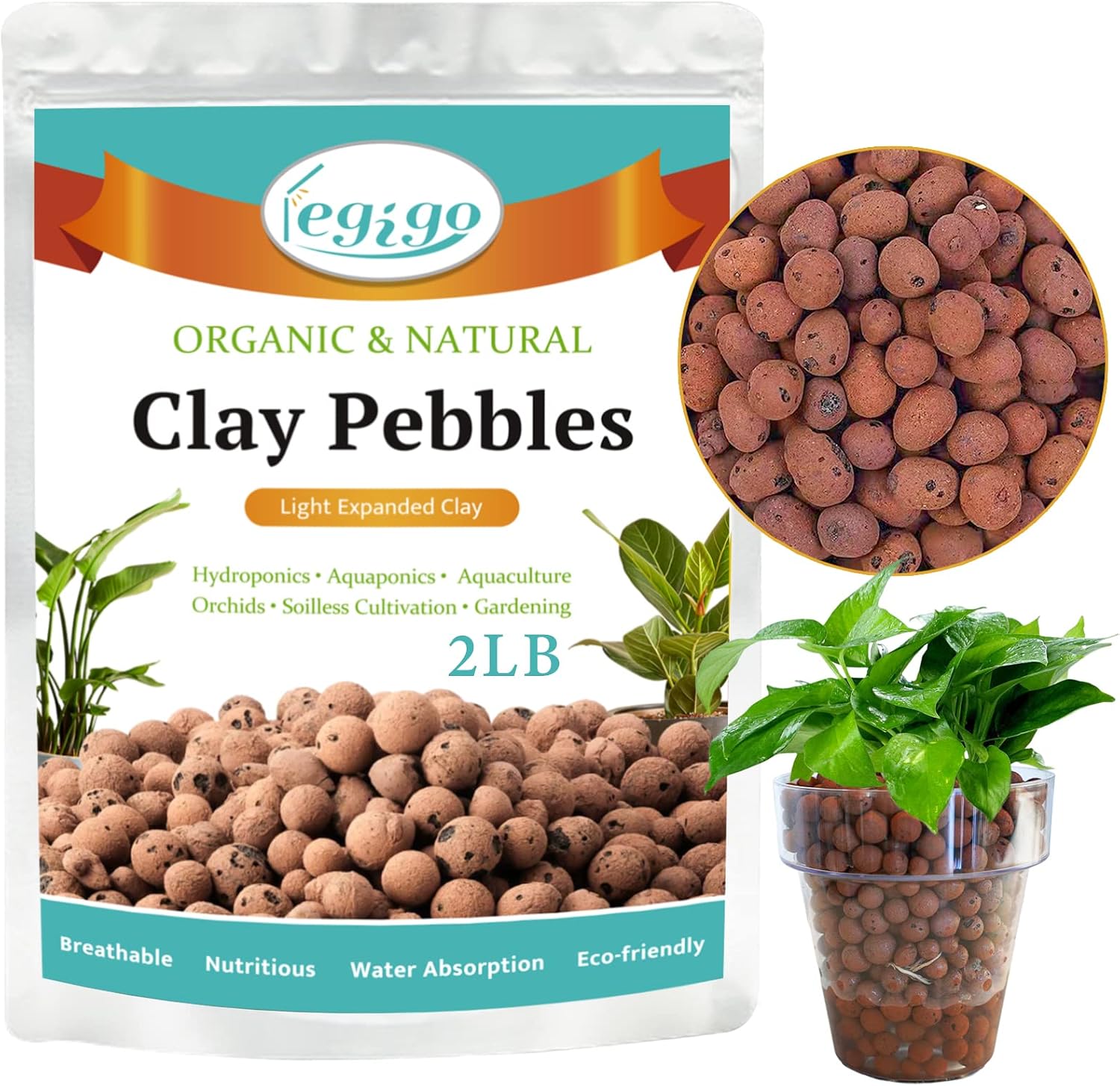 Detalle de Legigo L-CA-Clay Ball LECA Clay Pebbles, 4–16 mm, 2 lb