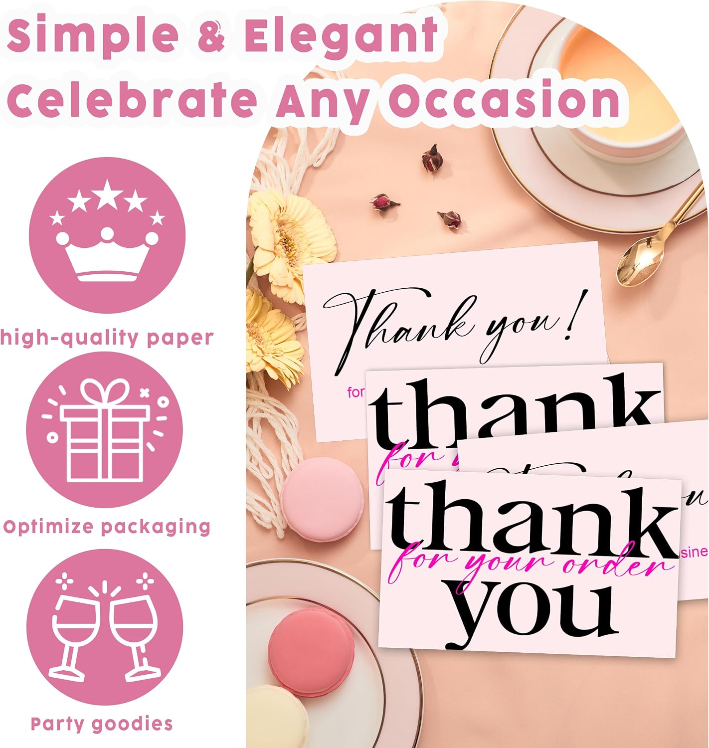 Detalle 2 de RYIGYWE Thank You Cards, 2 x 3.5 in.