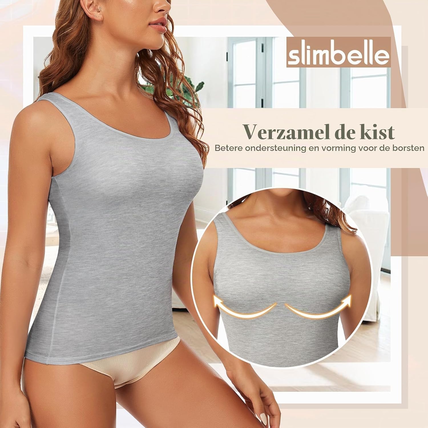 Thumbnail 1 de SLIMBELLE Damen Unterhemd BH Hemd: naadloze shapingtop met uitneembare cups