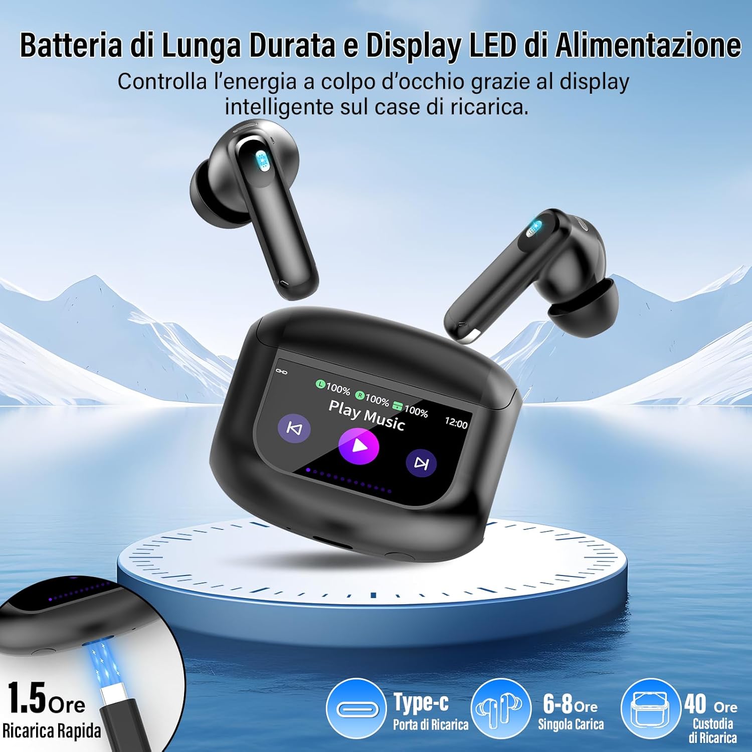 Thumbnail 6 de AI Cuffie Traduzione 4-in-1: auricolari traduttore istantaneo con ANC/ENC e schermo LED
