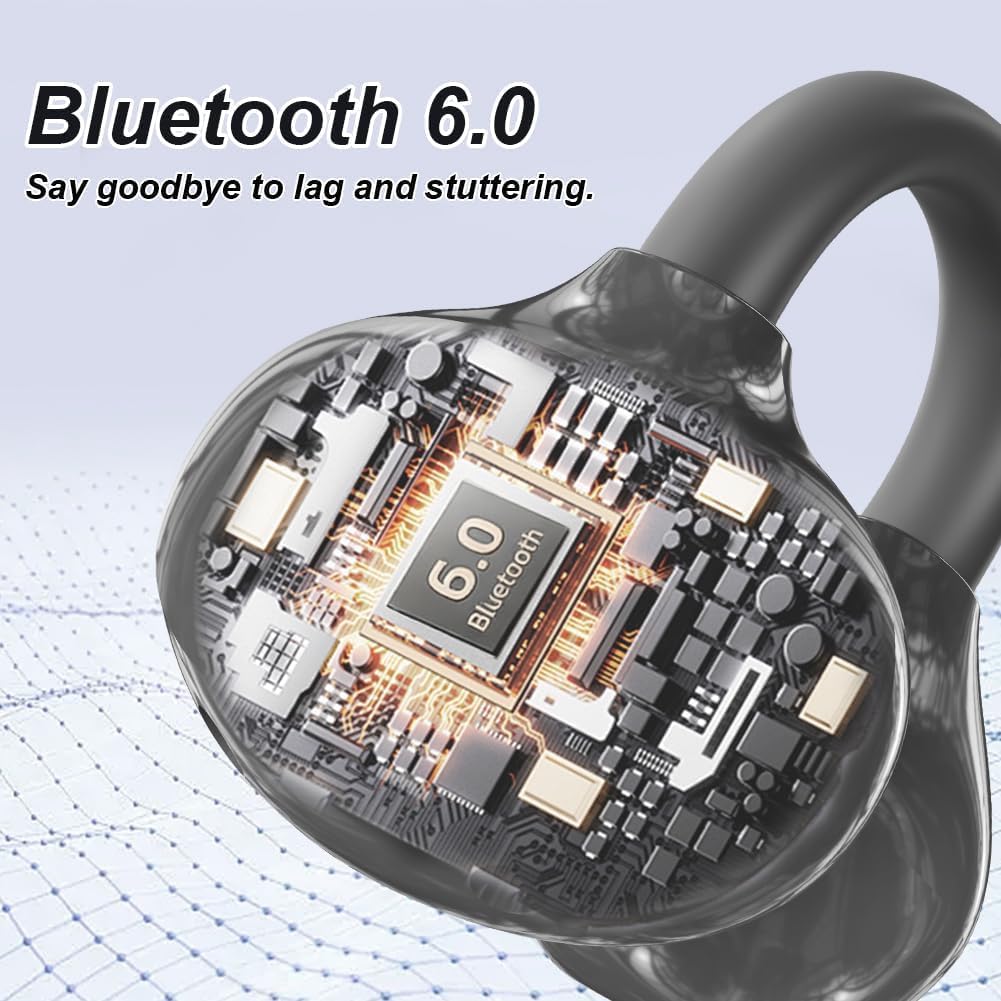 Thumbnail 4 de Caijin Clip-on Open-Ear Bluetooth-Kopfhörer (Bluetooth 6.0) – bis zu 60 Stunden Akku, Clip-Design in Schwarz