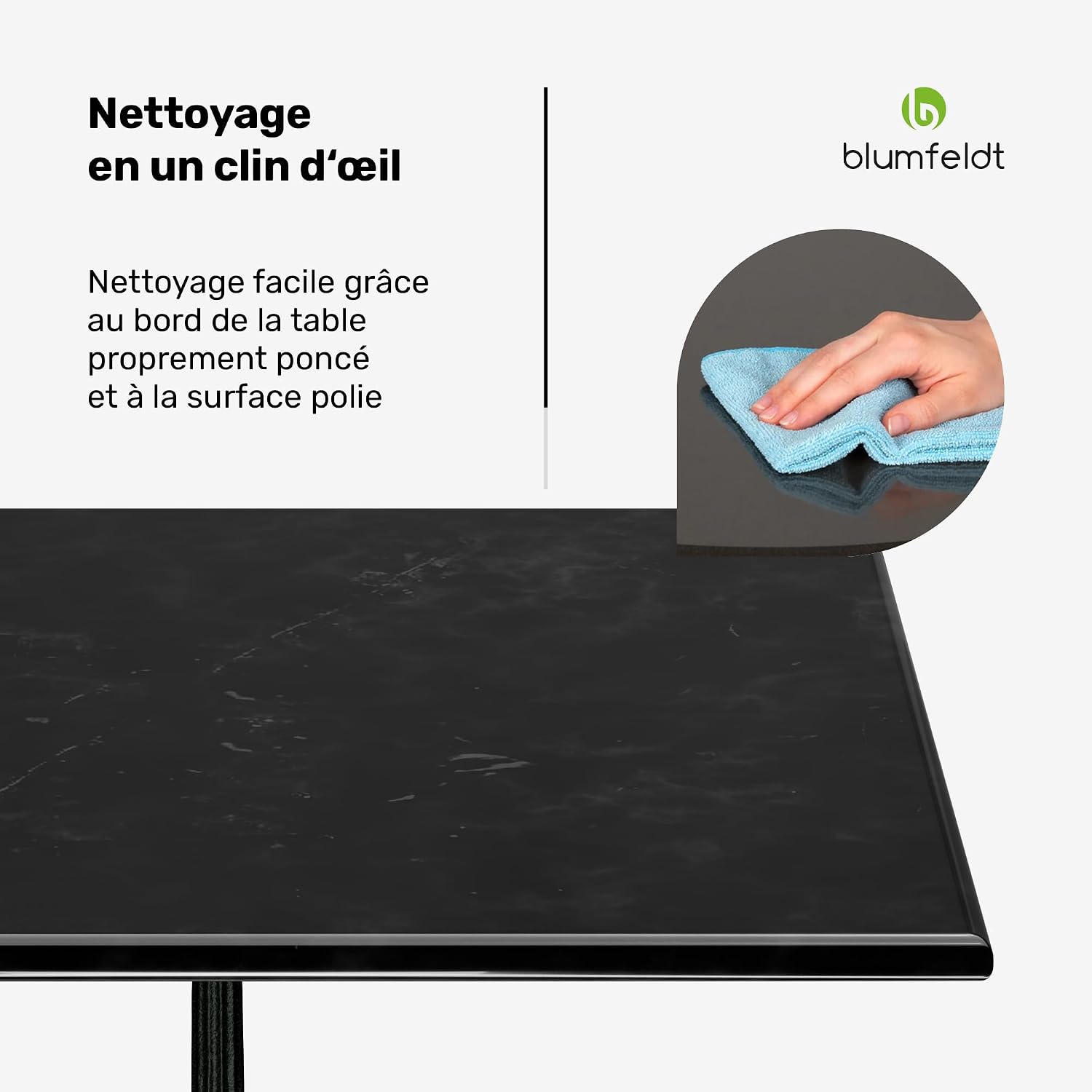 Detalle de blumfeldt Patras marmeren bistrotafel 60 x 60 cm met gietijzeren voet